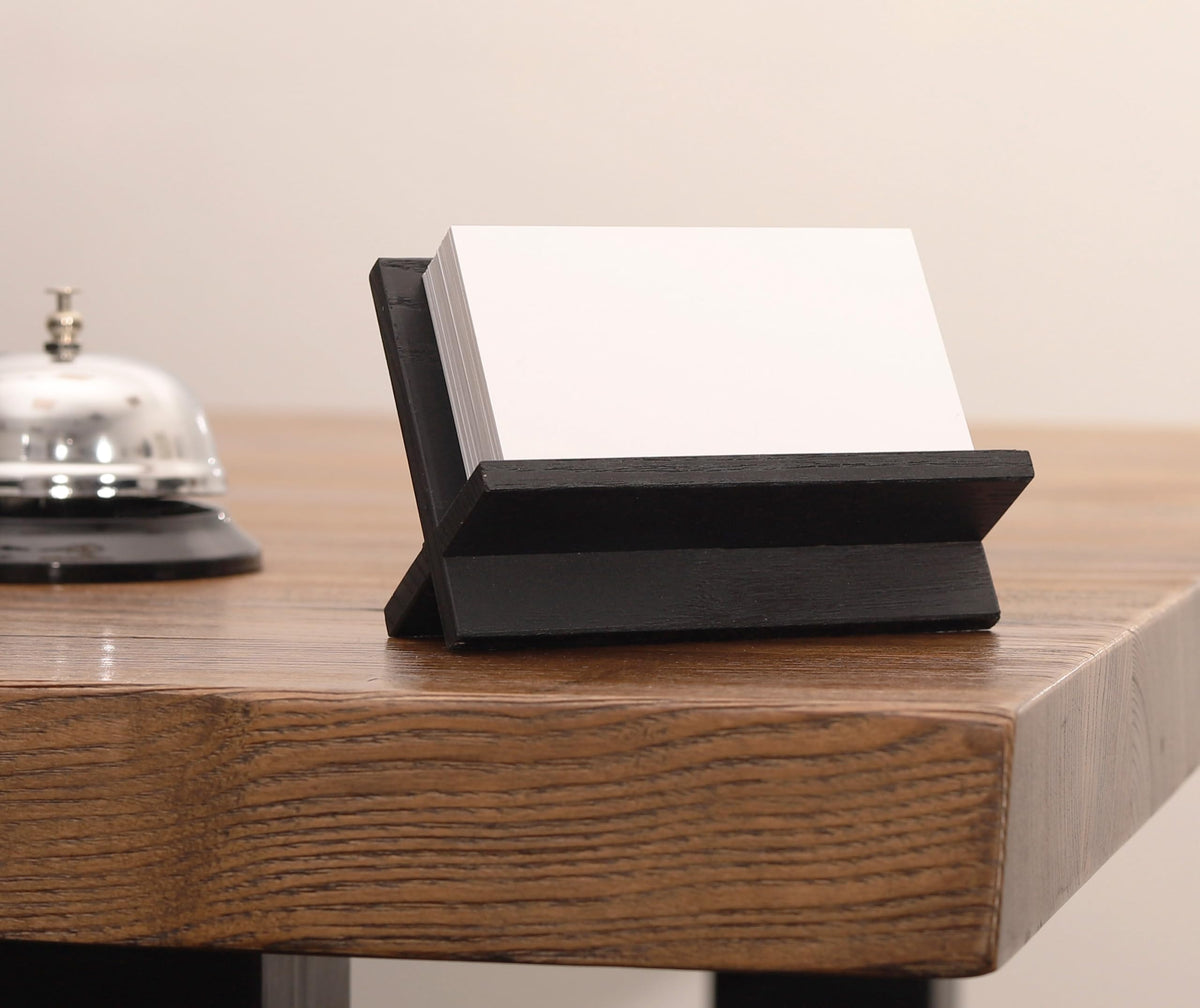 TOROS store Set of 3 Business Card Holders for Desk - Black Wood Small Cards Holder, Professional
