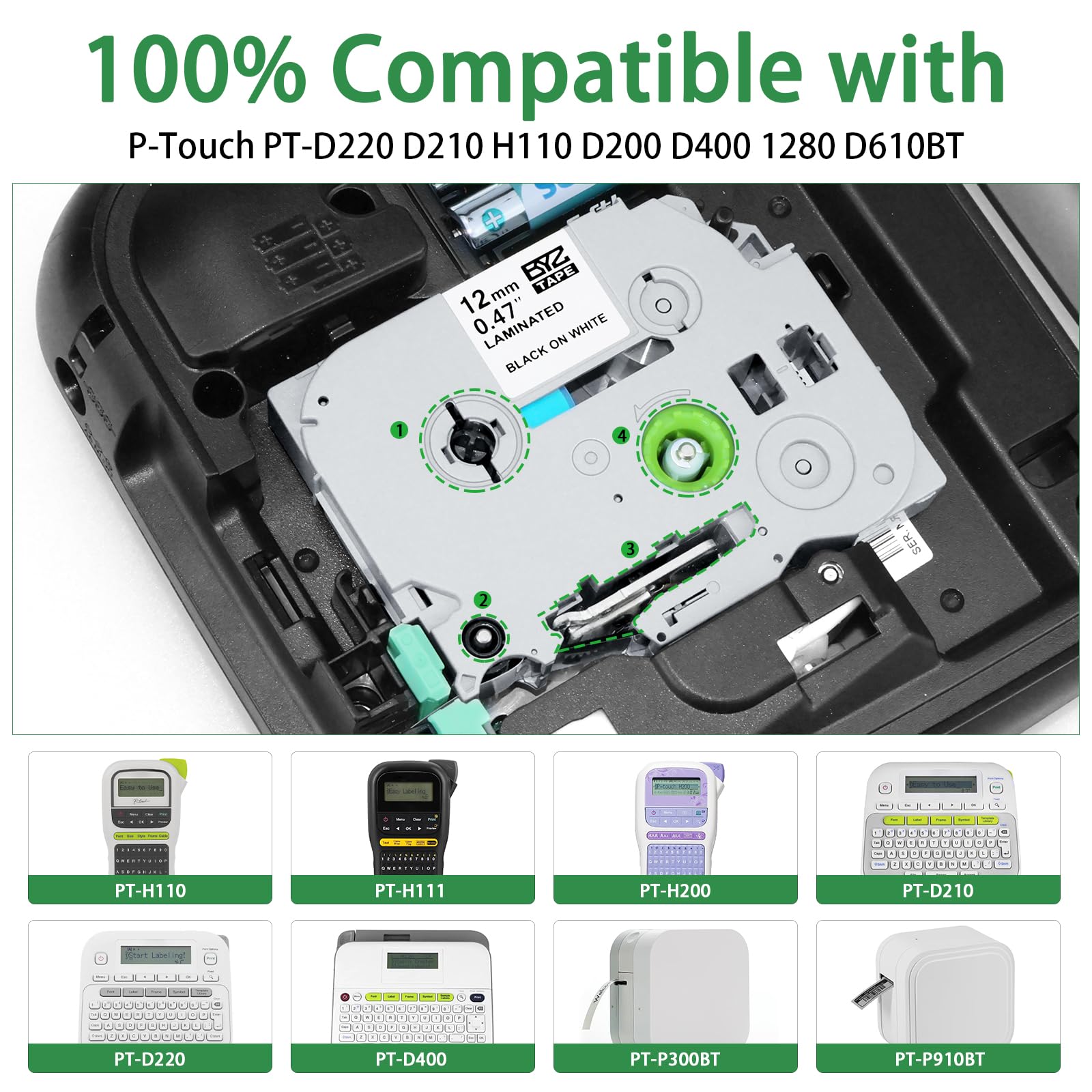 TZe-231 Replacement for Brother P Touch Label Maker Tape 12mm 0.47