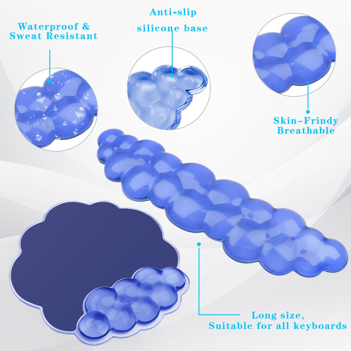 Gel Cloud Keyboard and Mouse Wrist Rest, Cute Wrist Support and Arm Support Rest for Typing Pain