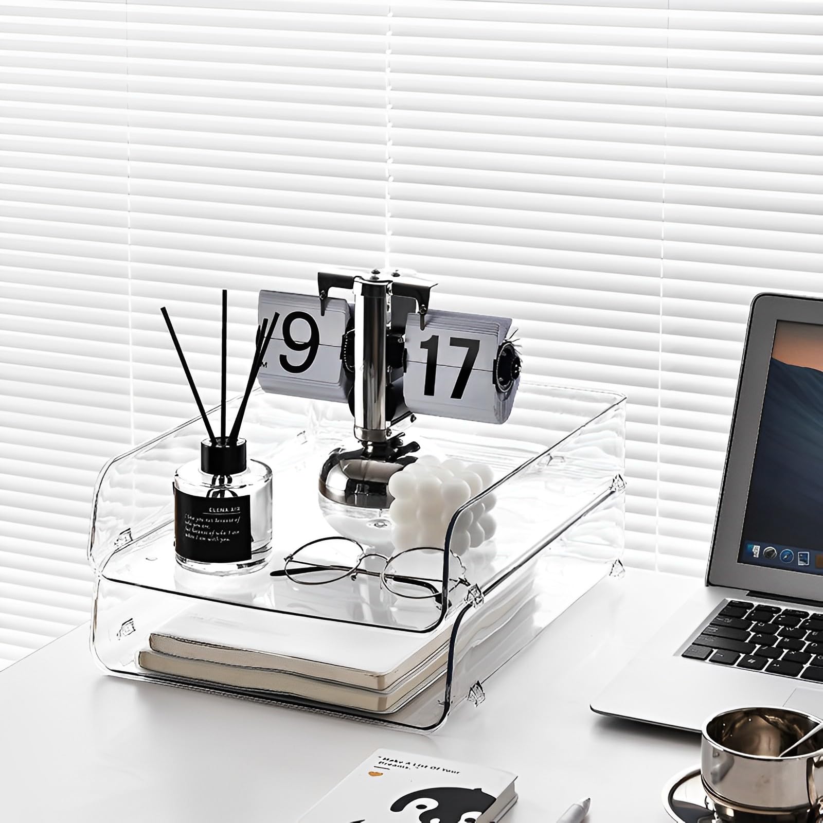 Gagee 2 Pack Paper Organizer for Desk,Clear Stackable Paper Sray Holder ﻿, Office Desk Organizer