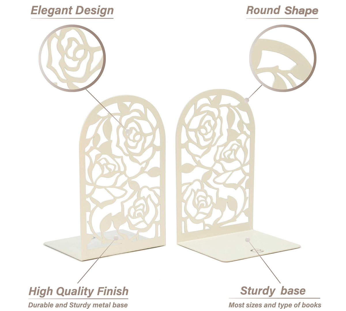 CNK Book Ends, Premium BookEnds for Bookend Shelves, Book Stopper Metal Book Ends for Home Office