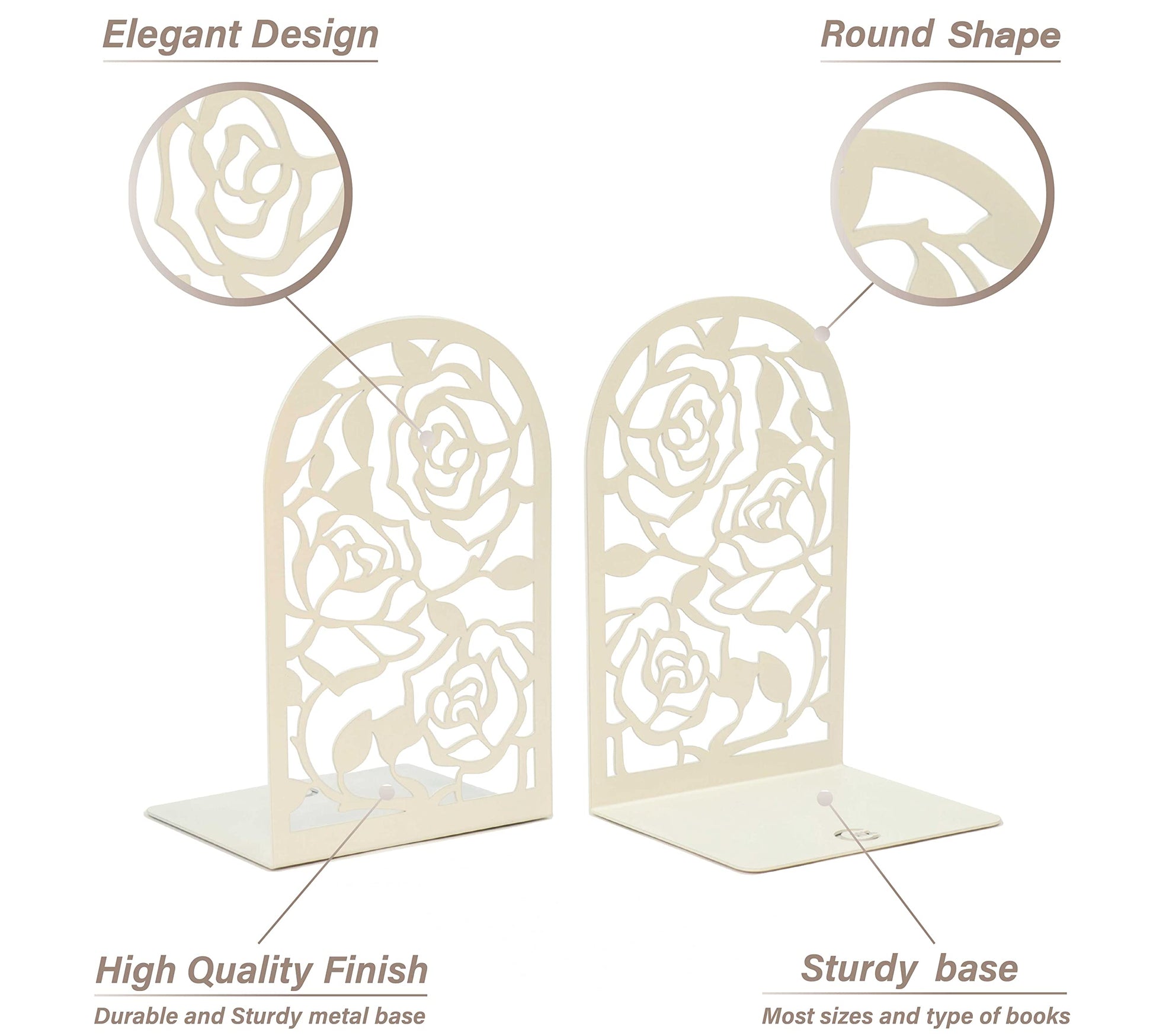 CNK Book Ends, Premium BookEnds for Bookend Shelves, Book Stopper Metal Book Ends for Home Office