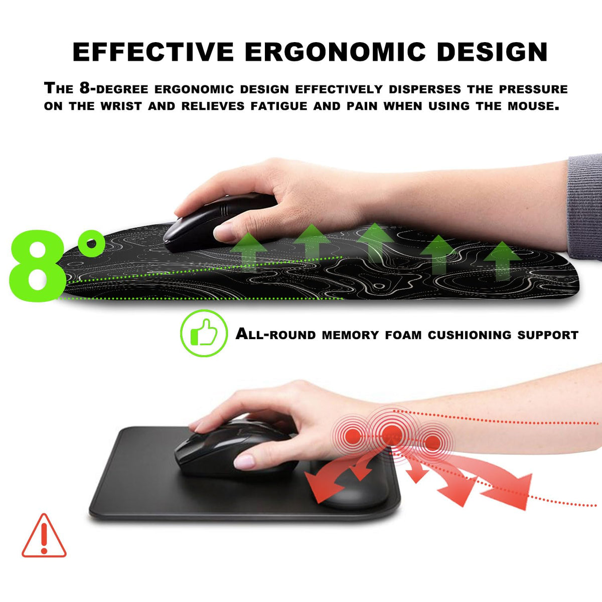 KUOSGM Ergonomic Mouse Pad with Massage Dot, Comfortable Computer Mouse Pad for Laptop, Wrist Rest