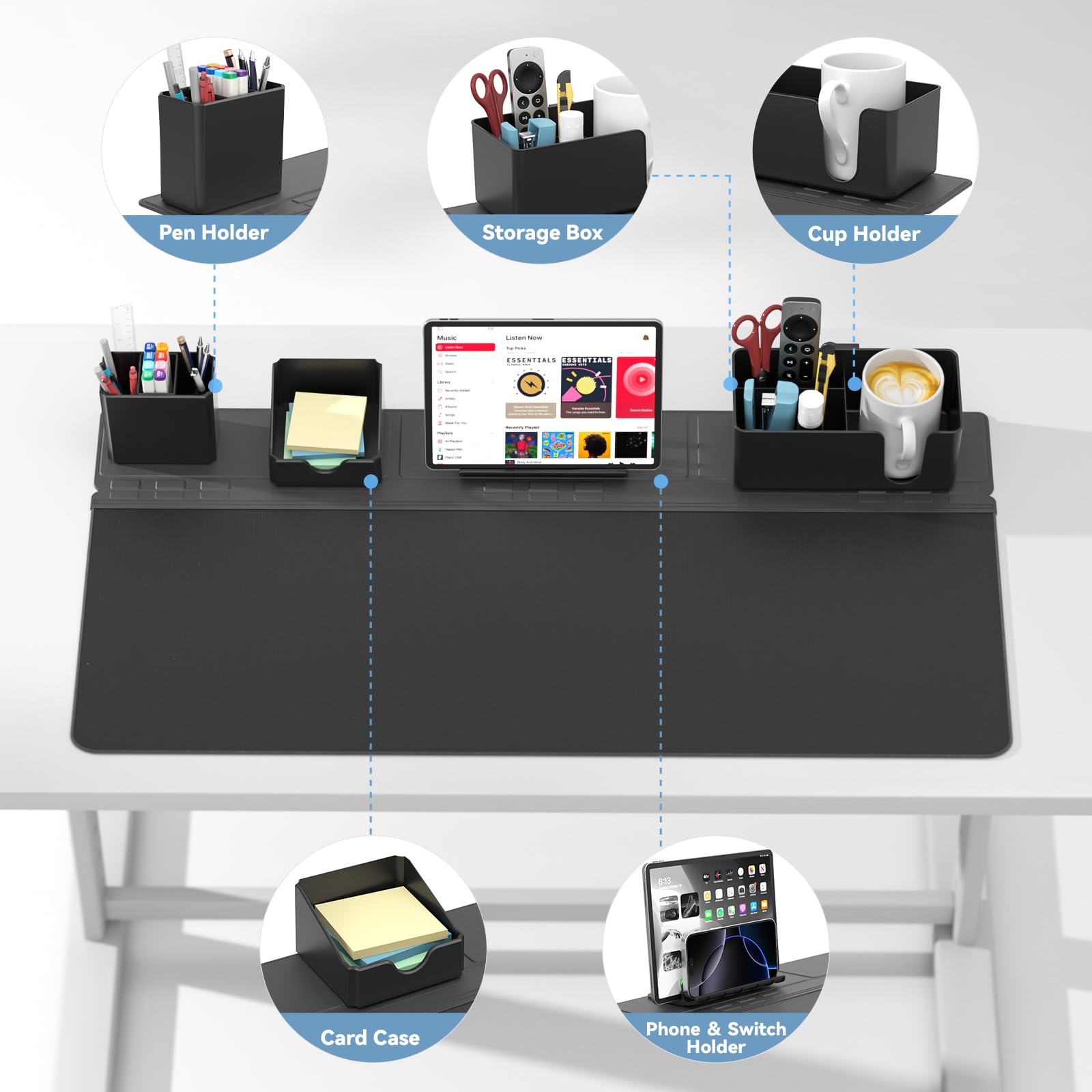 KDD Mouse Pad - Desk Mat with Phone Holder - Gaming Mousepad with Ultra-Smooth Surface, Non-Slip