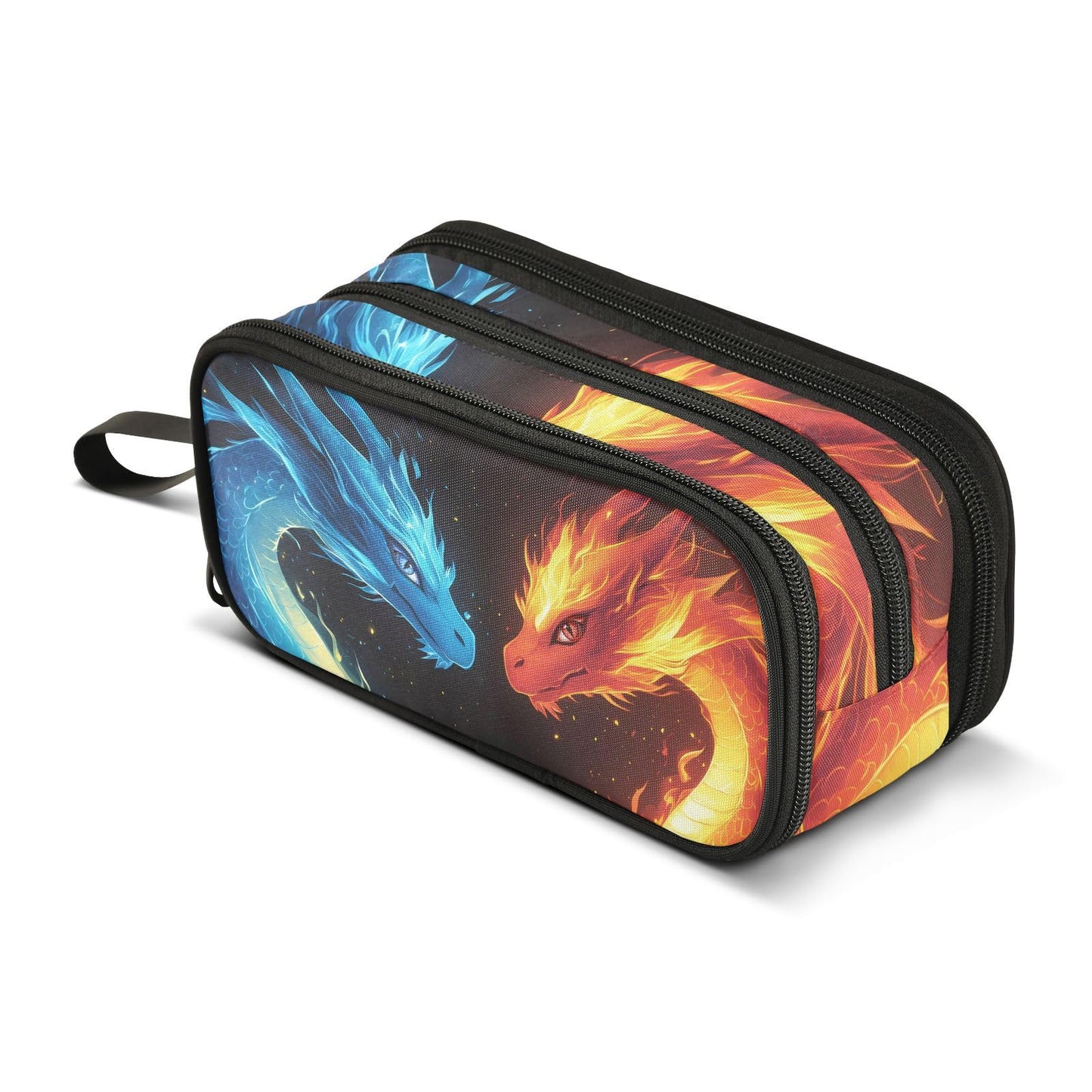 BOENLE Dragons Red Blue Fire Eyes Pencil Case Box Boys Girls Large Pencil Pouch with Zipper
