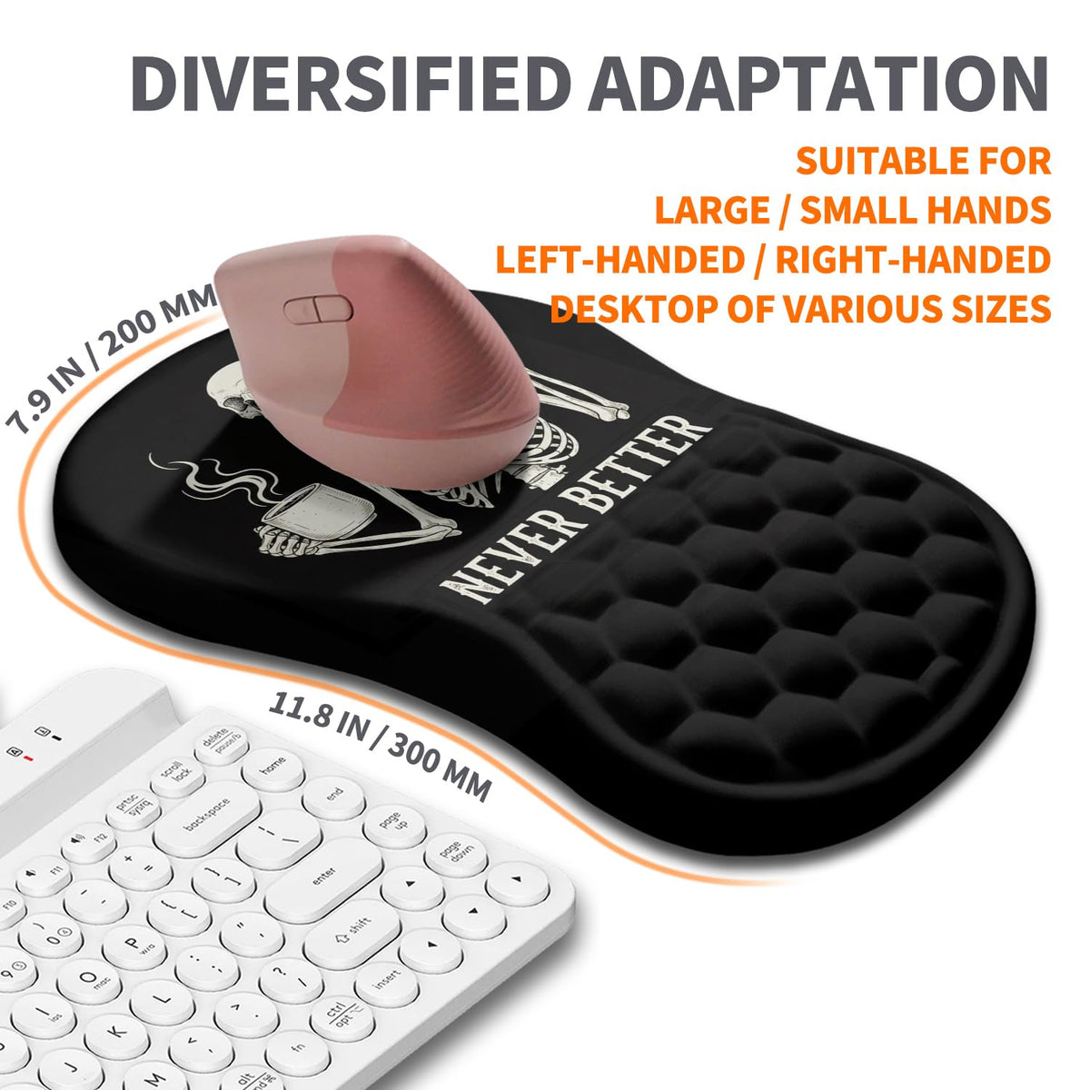 Armanza Ergonomic Joint Wrist Support Mouse Pad with Memory Foam Cushion Massage Bump, Carpal