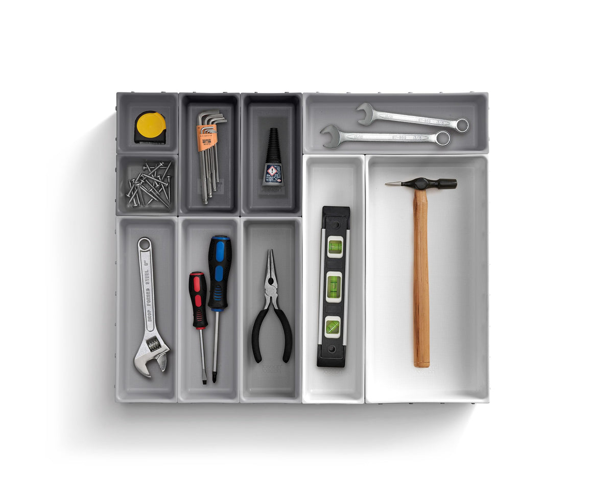 Joseph Joseph Blox Modular Drawer Organizer, Storage Bins, 10 Piece Set