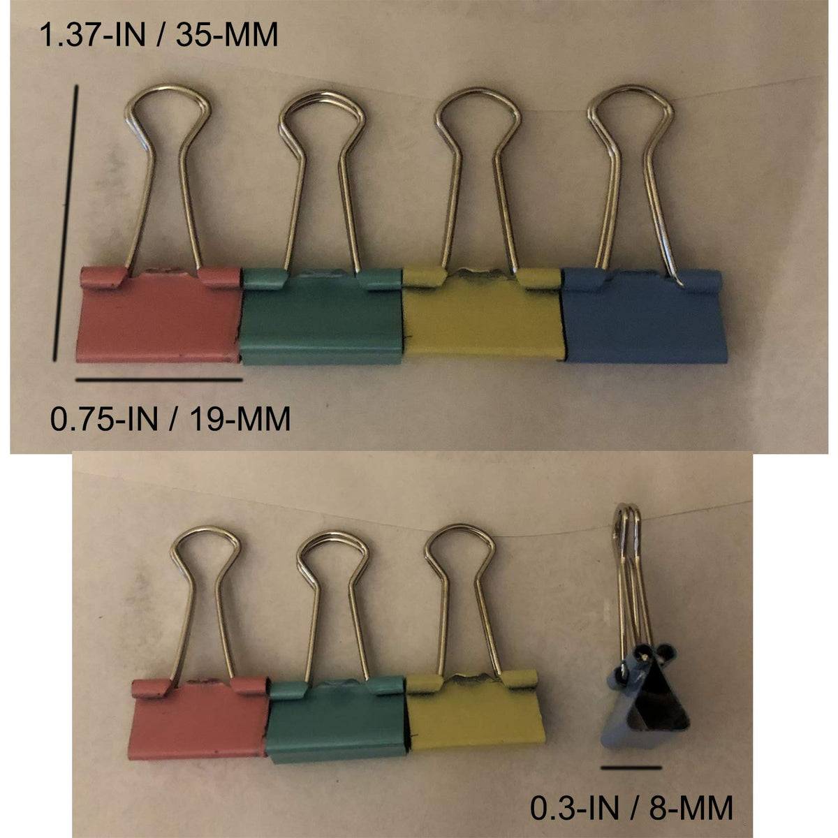 Small Binder Clips, 3/4" / 0.75 inches / 19mm Green Color Little bit Scratch Paper Clips (40 PCS