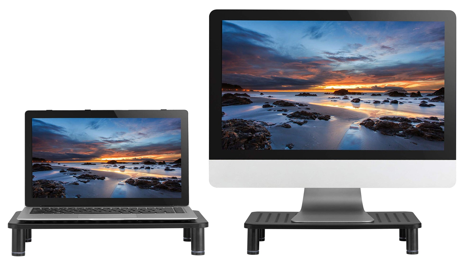 Husky Mounts Monitor Riser Laptop Stand, Adjustable Legs, Stackable, 14.5 x 9.25 x 3.125 Inches Max