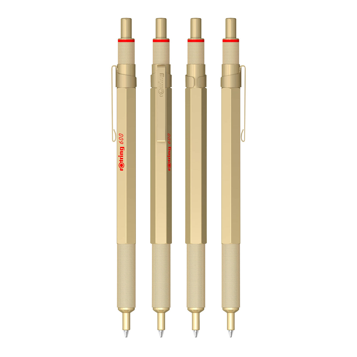 rOtring 600 Metallic Ballpoint Pen, Medium point, Black Ink, Gold Barrel, Refillable, 1 Count