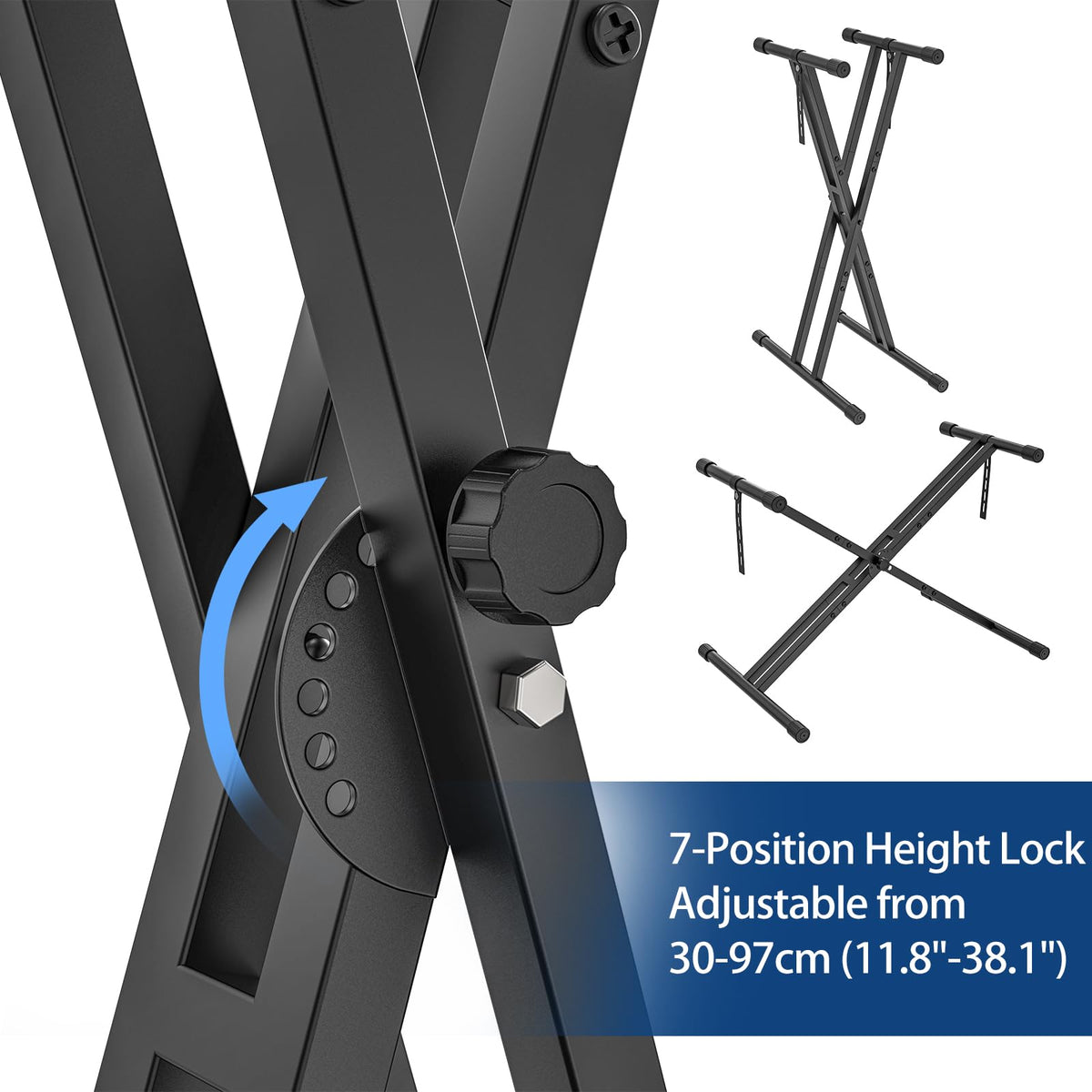 GLEAM Keyboard Stand, Iron Digital Piano Stand with Locking Straps - Heavy Duty, Double X Style