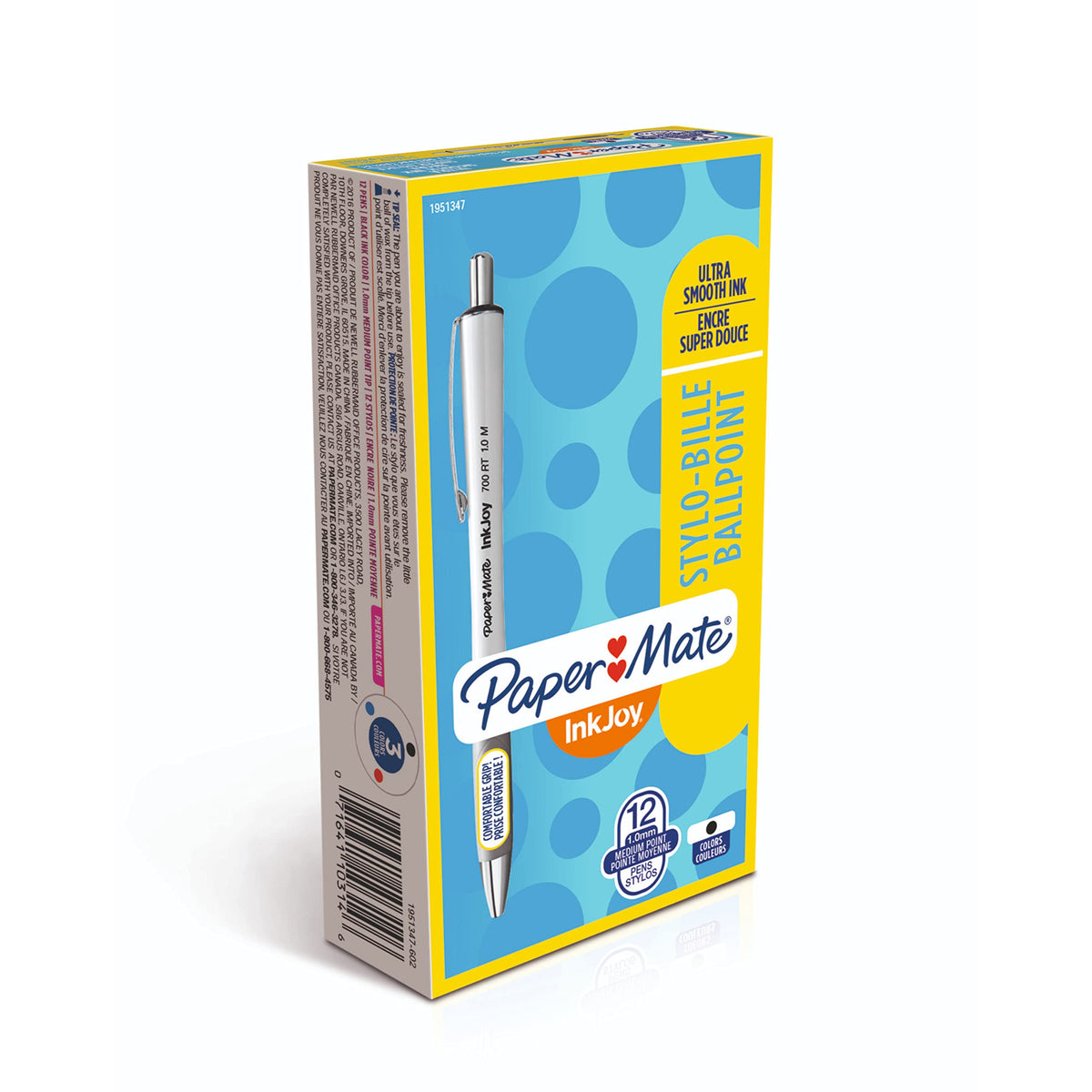 Paper Mate InkJoy 700RT Retractable Ballpoint Pens, Medium Point, White Barrel, Black Ink, 12 Count