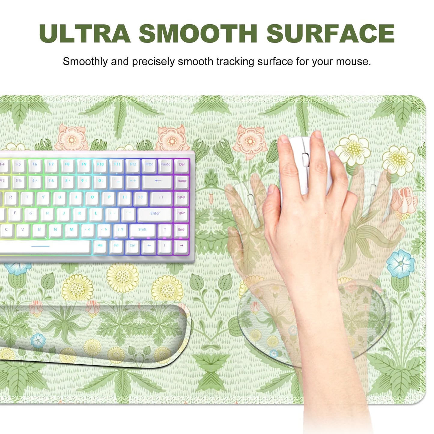 Lauspuck Large Mouse Pad and Keyboard Wrist Rest, Extended Mouse Pad with Wrist Support, Non-Slip