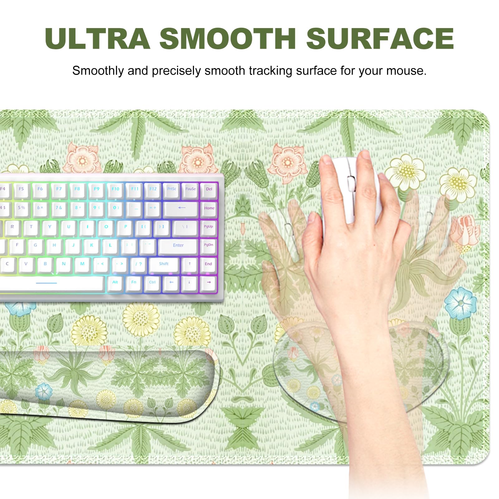 Lauspuck Large Mouse Pad and Keyboard Wrist Rest, Extended Mouse Pad with Wrist Support, Non-Slip