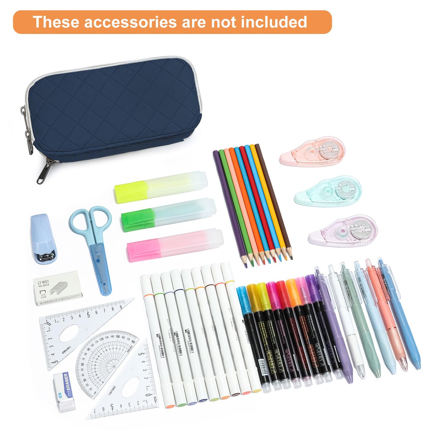 Della Gao Large Pencil Case, Big Capacity Pencil Pouch with 3 Compartments