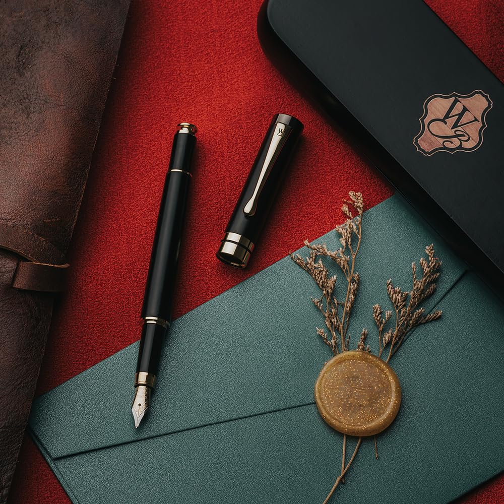 Wordsworth & Black Bamboo Wood Fountain Pen Set for Writing, Medium Nib