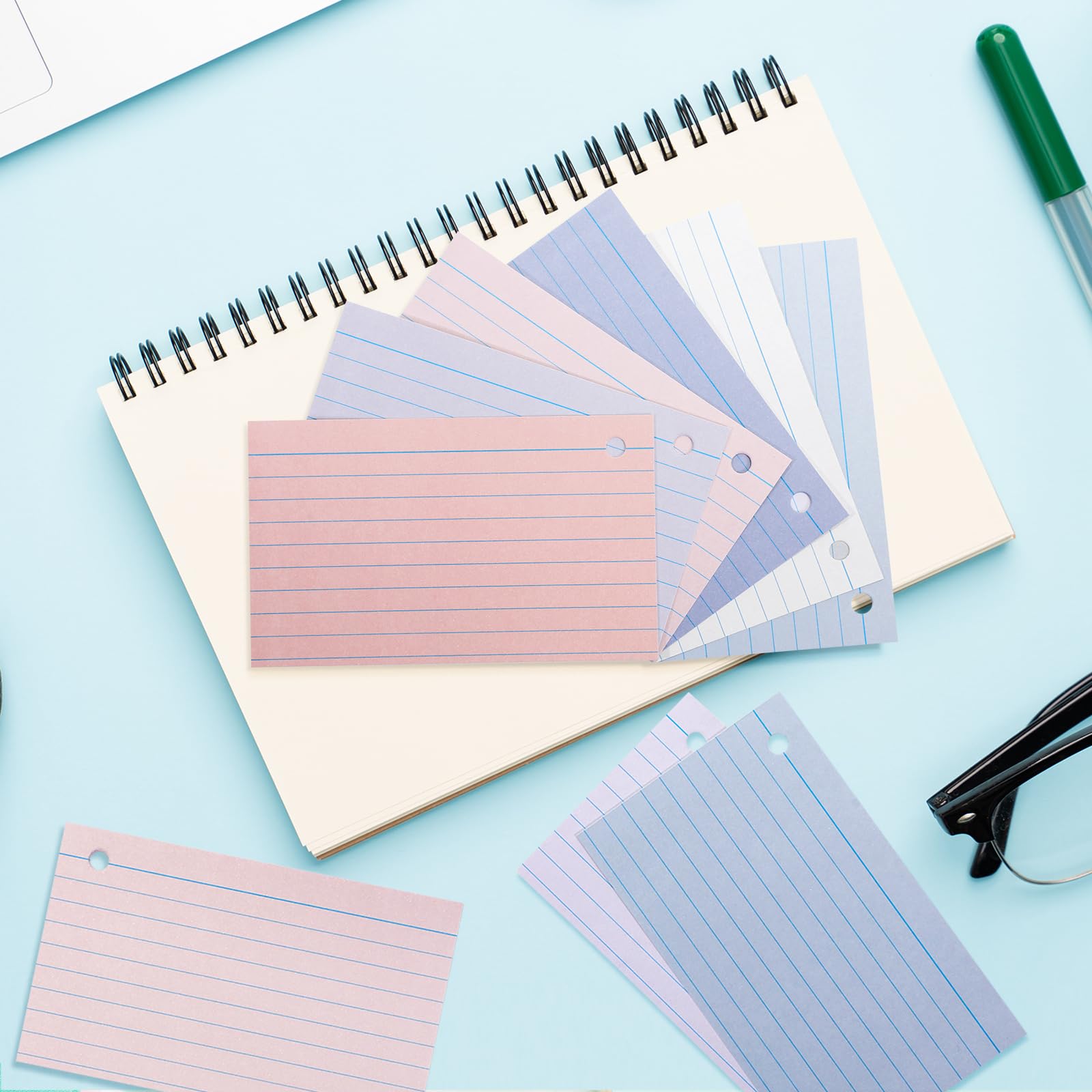Epakh 300 Pcs Index Cards with Rings, 3 x 5 Inch, Stylish Colors
