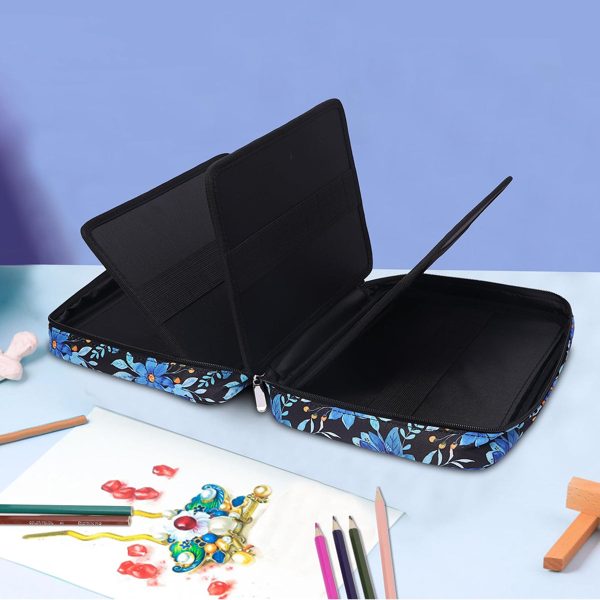 BOMKEE Colored Pencil Case 220 Slots Pencils/Gel Pens Organizer Waterproof Travel Case Zipper