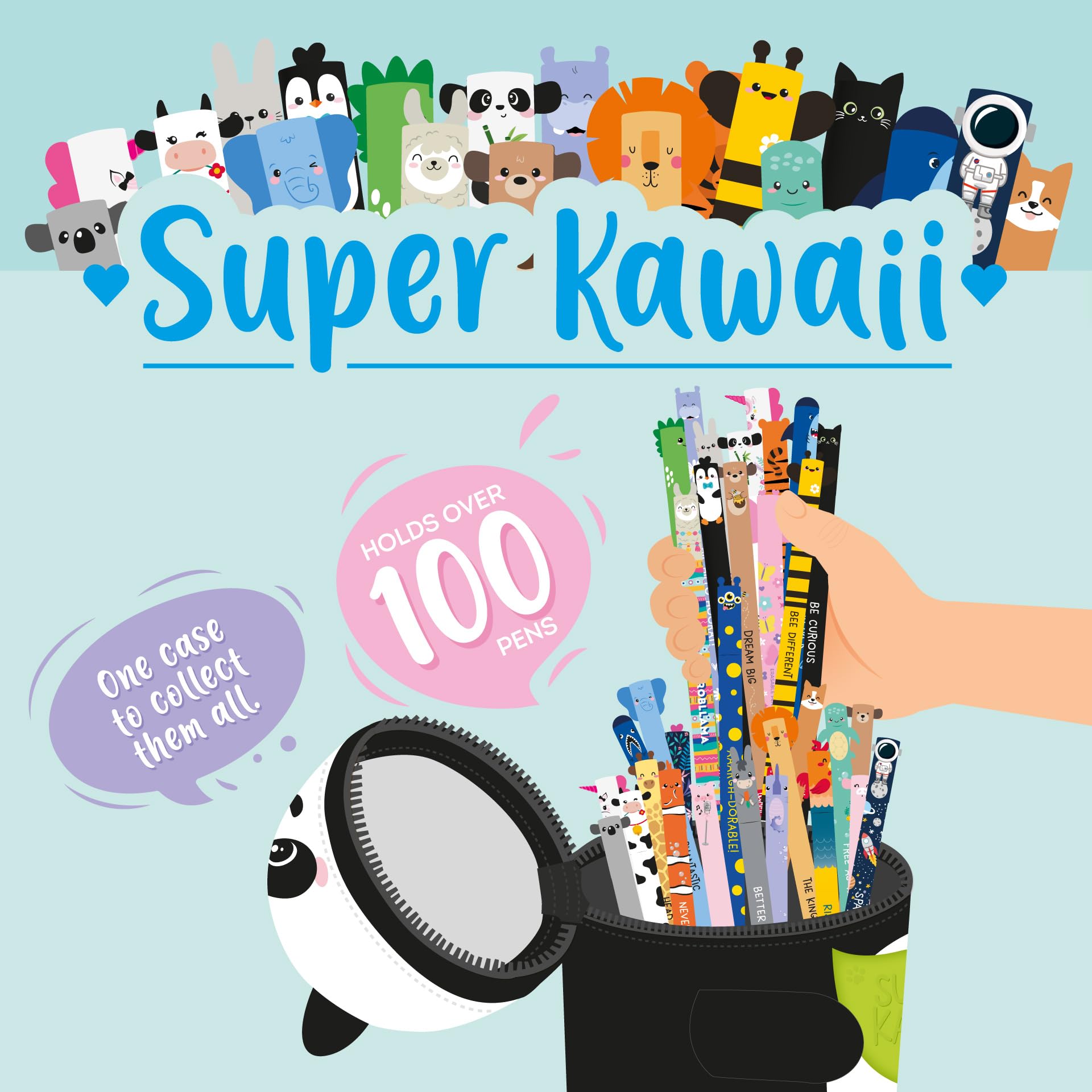Legami - Super Kawaii Panda Pencil Case, Capacity, Holds up to 100 Erasable Pens, Soft Silicone, 13