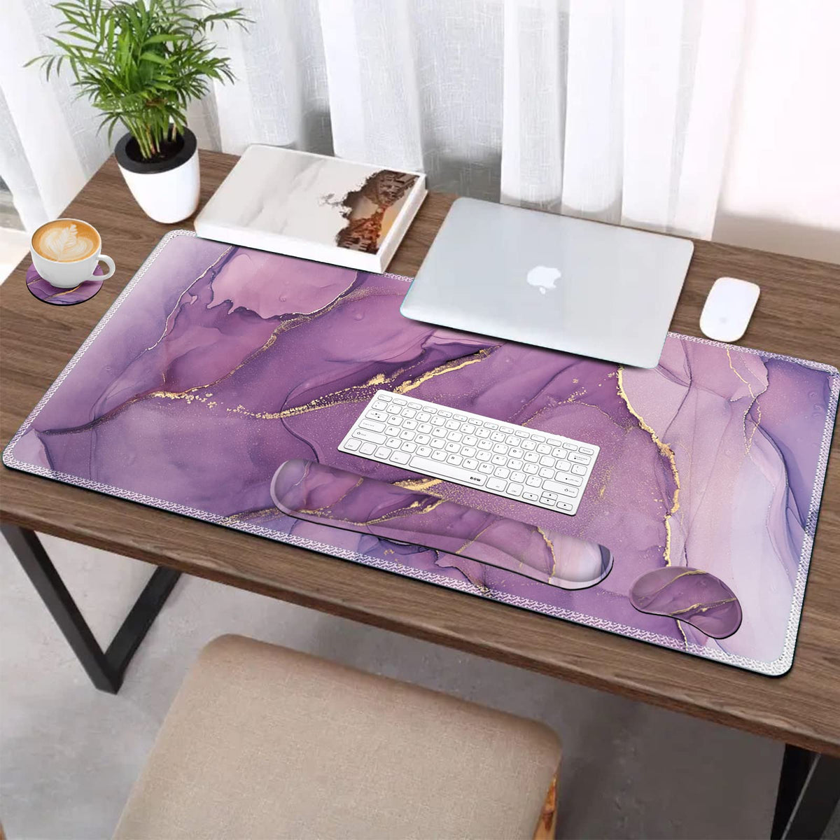 AIMSA Large Gaming Mouse Pad Set, Keyboard Wrist Rest Support Mouse Pad, Ergonomic Memory Foam