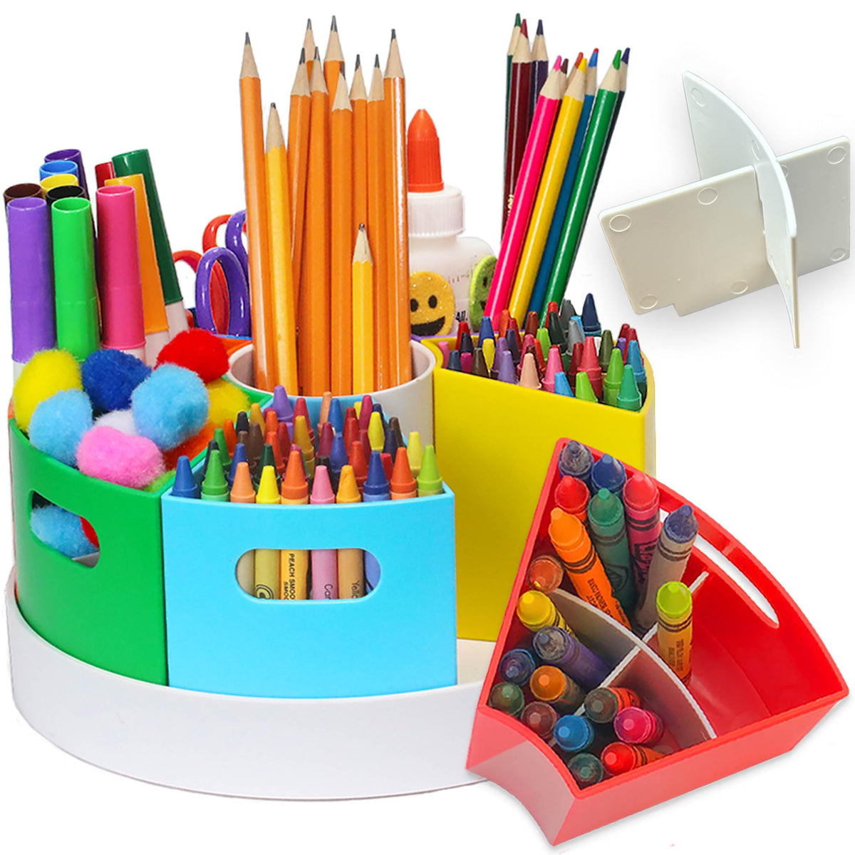 PUZZLE EZ Kids Art Supply Storage Organizer with Dividers – 8.6" Rotating Lazy Susan Caddy for