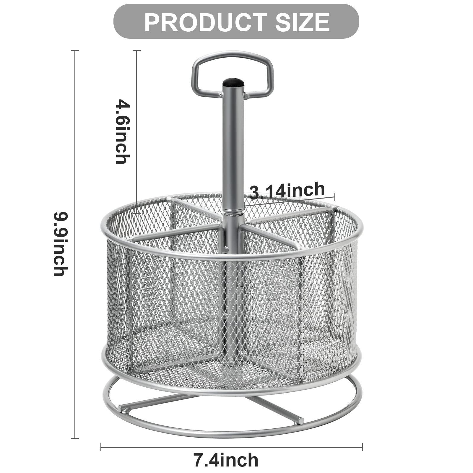 Marbrasse Mesh Desk Organizer, 360-Degree Rotating Multi-Functional Pen Holder, 4 Compartments