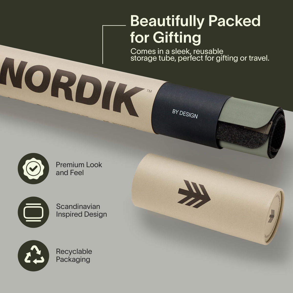 Nordik Felt and Leather Desk Mat - Dual Layer Willow Haze Sage 35 x 17 in