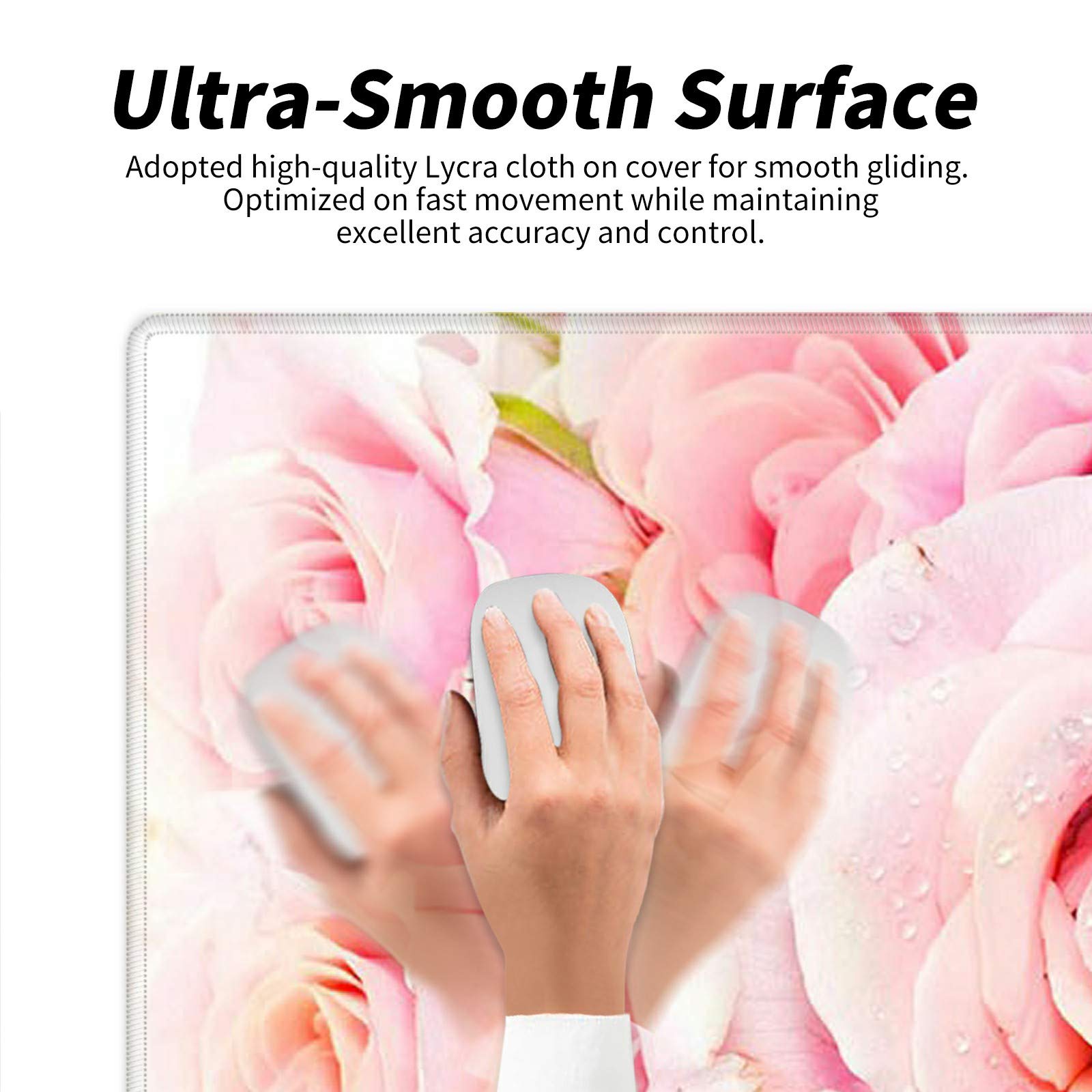 BEOTIWAD Large Mouse Pad with Cup Coaster, Pink Rose
