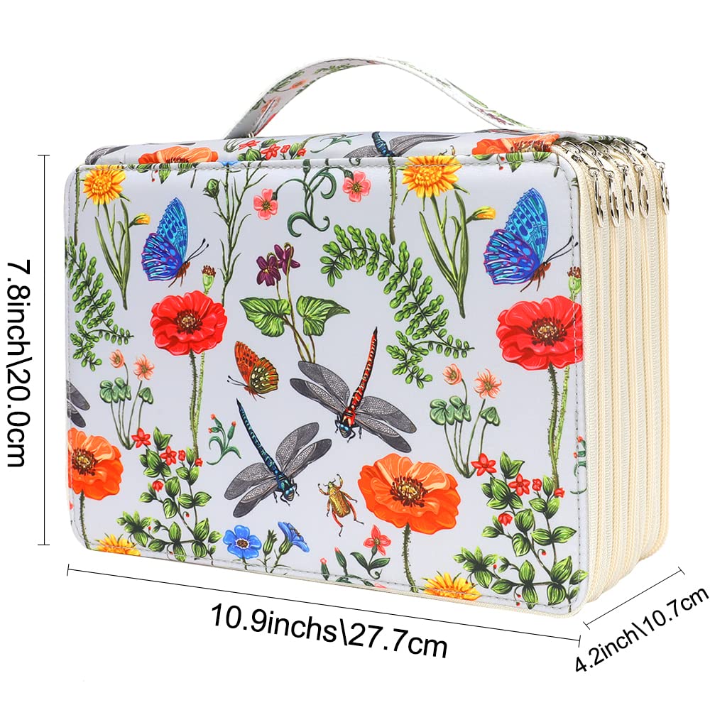 Vomgomfom 252 Slots Pencil Case 5-Layer PU Leather, Handle, White