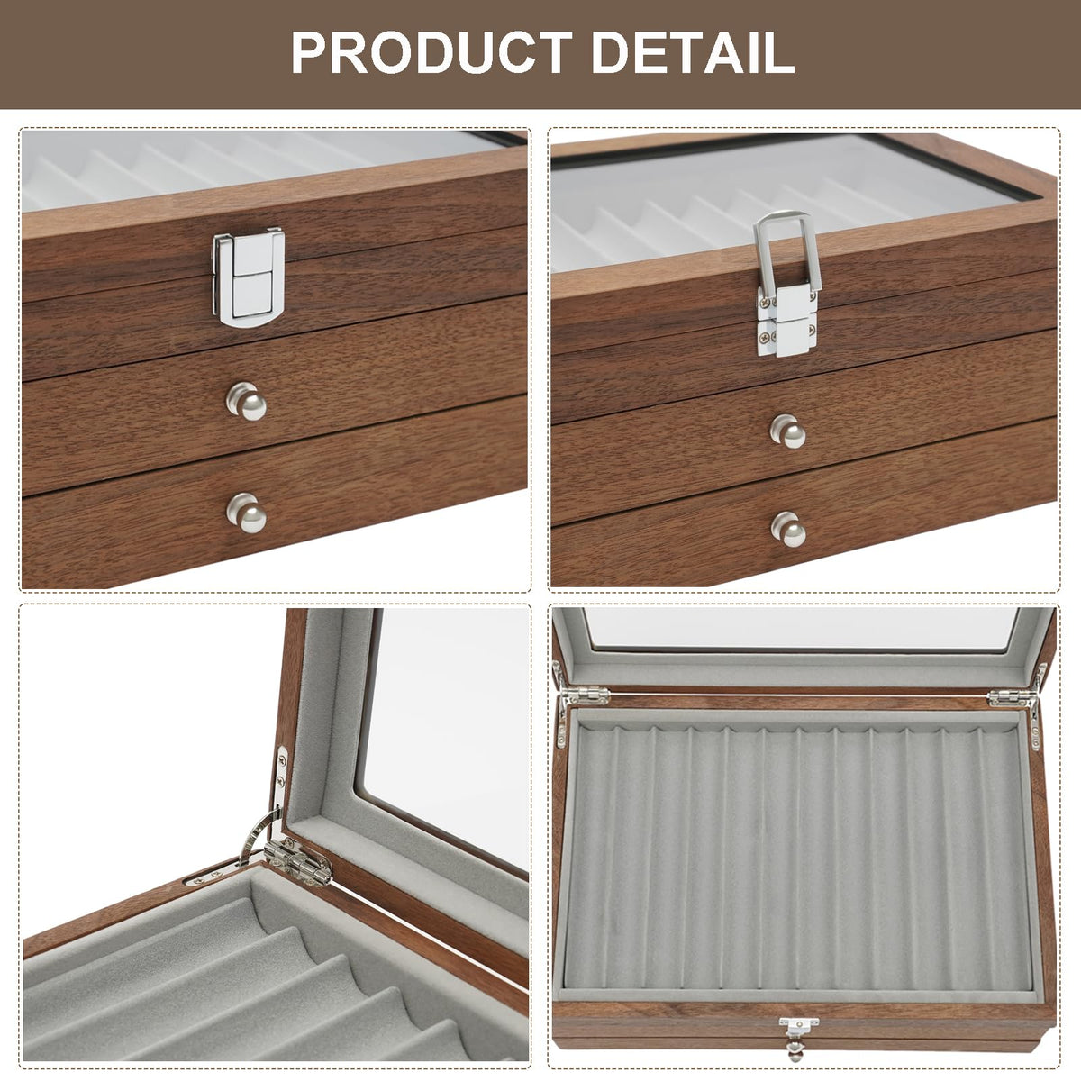 WUPYI 3 Layer Wood Pen Display Box 34 Pen Organizer Box,Pen Display Case Storage and Fountain Pen