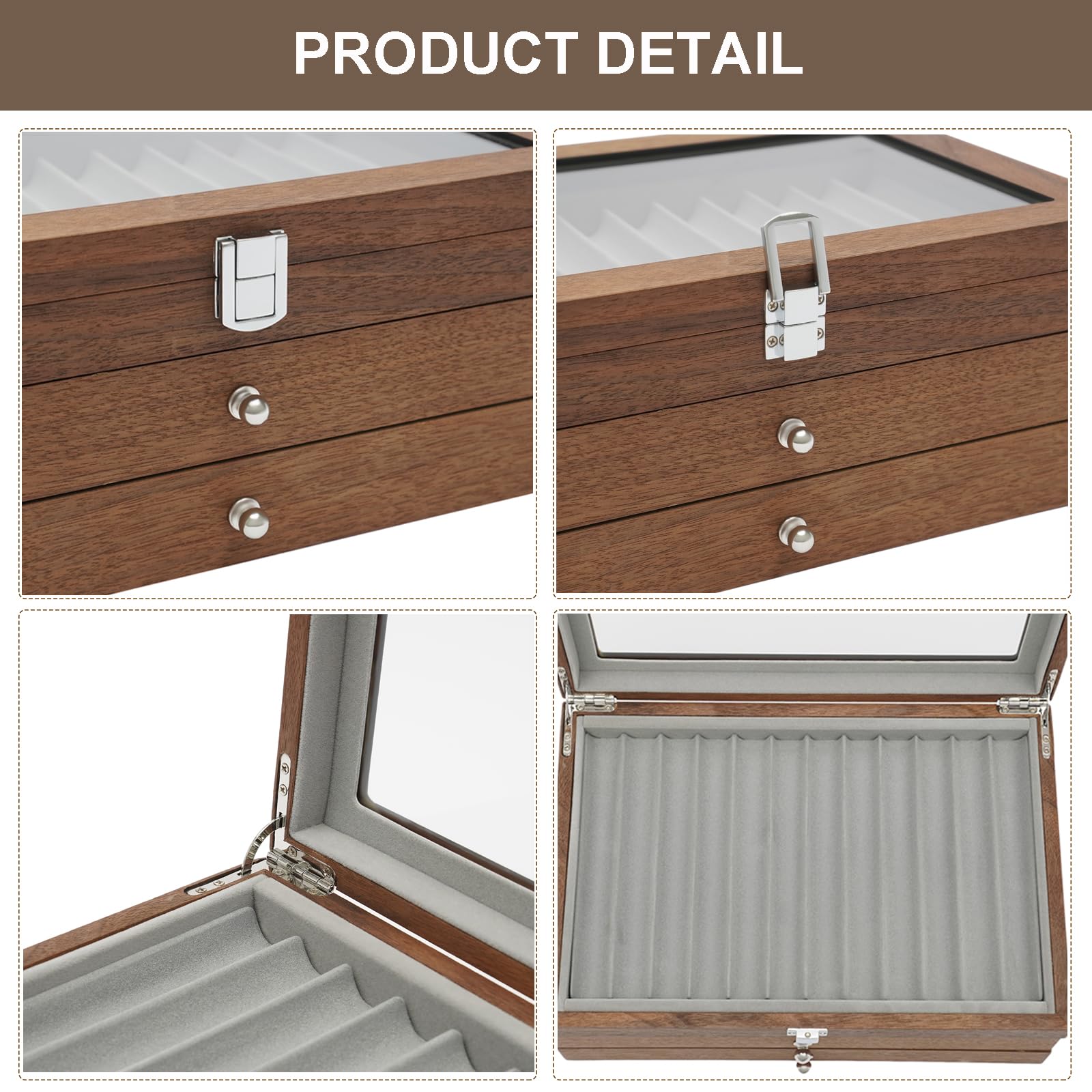 WUPYI 3 Layer Wood Pen Display Box 34 Pen Organizer Box,Pen Display Case Storage and Fountain Pen