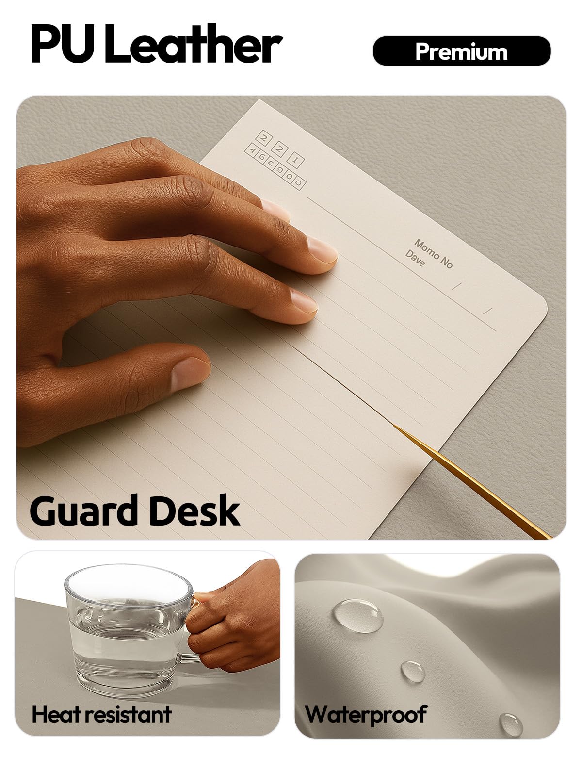 YSAGi Leather Desk Pad Protector, Office Desk Mat, Large Mouse Pad, Non-Slip PU Leather Desk