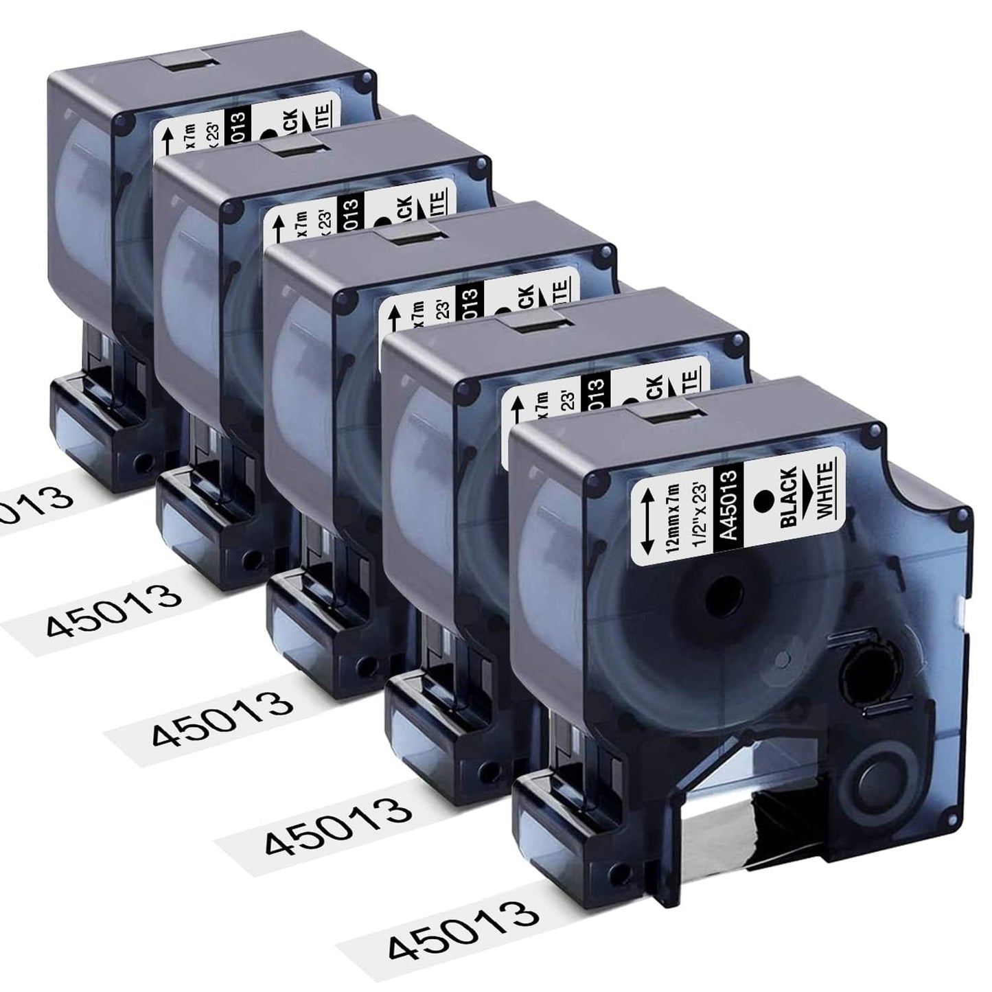 5-Pack Replace for DYMO 45013 Label Maker Refills D1 1/2 Inch x 23 Ft White