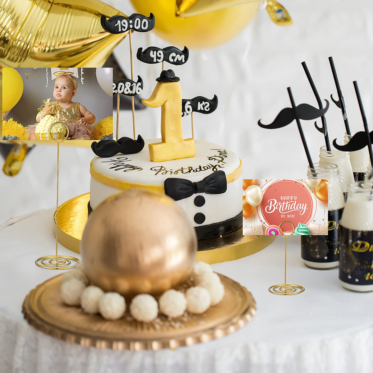 Teling 36 Pcs Table Number Holders Picture Place Card Photo Clips, Gold