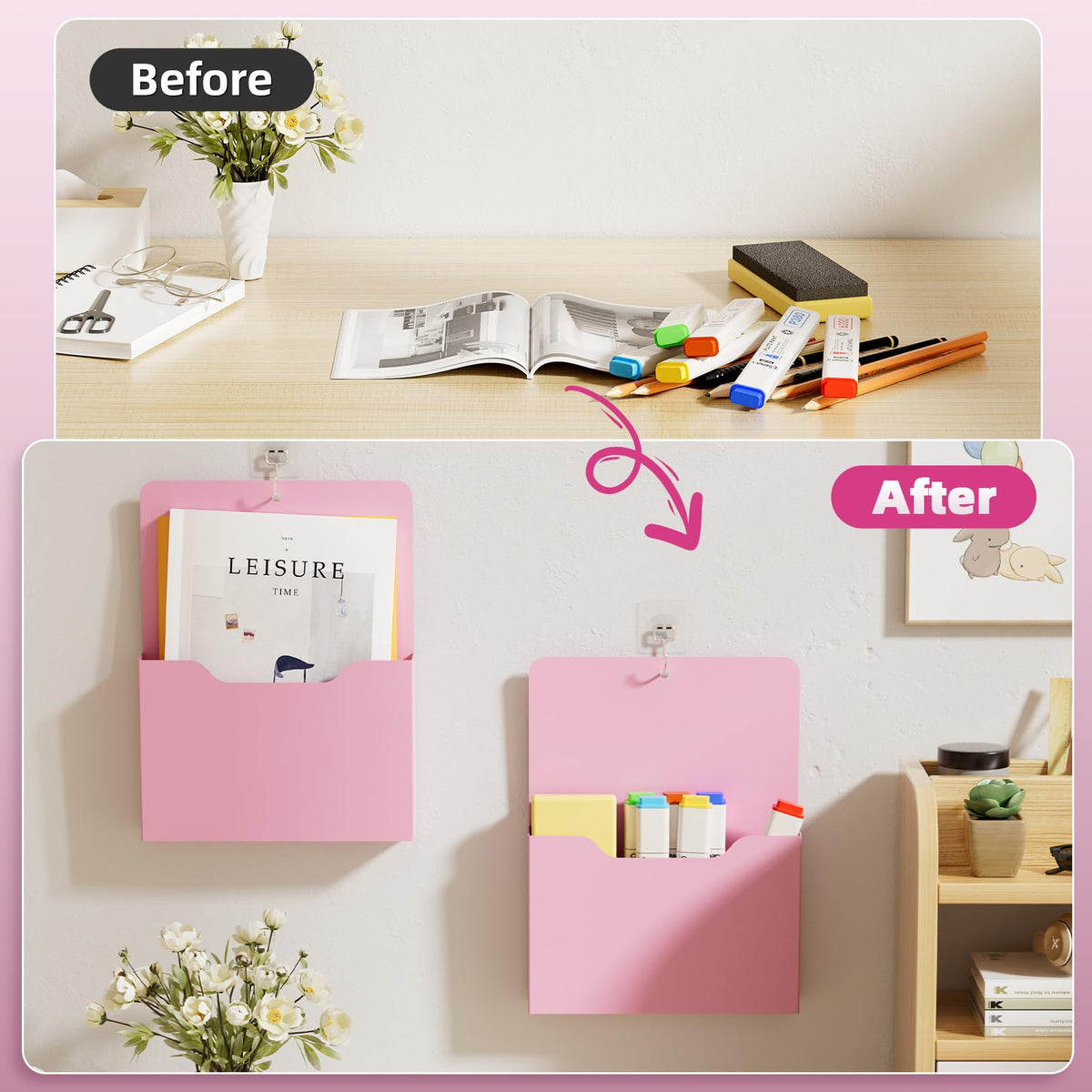 Marbrasse Magnetic File Holder - Magnetic Paper Holder, Pocket Organizer Office Supplies Storage