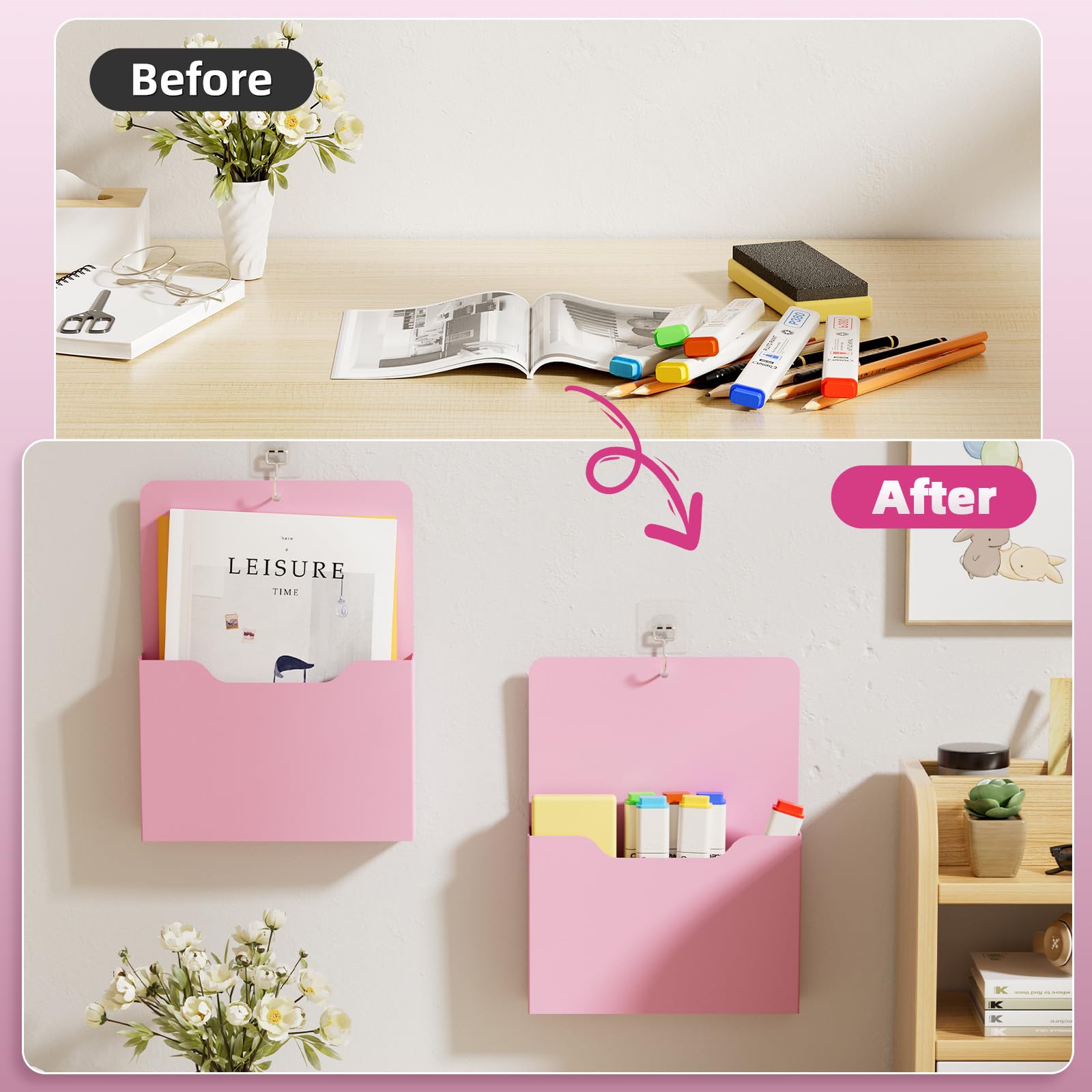 Marbrasse Magnetic File Holder - Magnetic Paper Holder, Pocket Organizer Office Supplies Storage