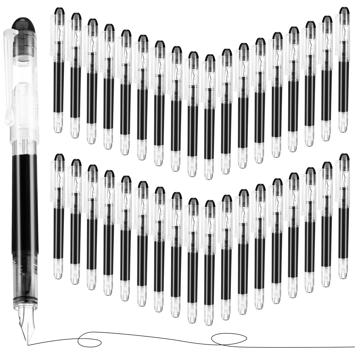 Crtiin 36 Pcs Disposable Fountain Pen Bulk, Calligraphy Pens Quick Drying Ink Fine Point, Back to