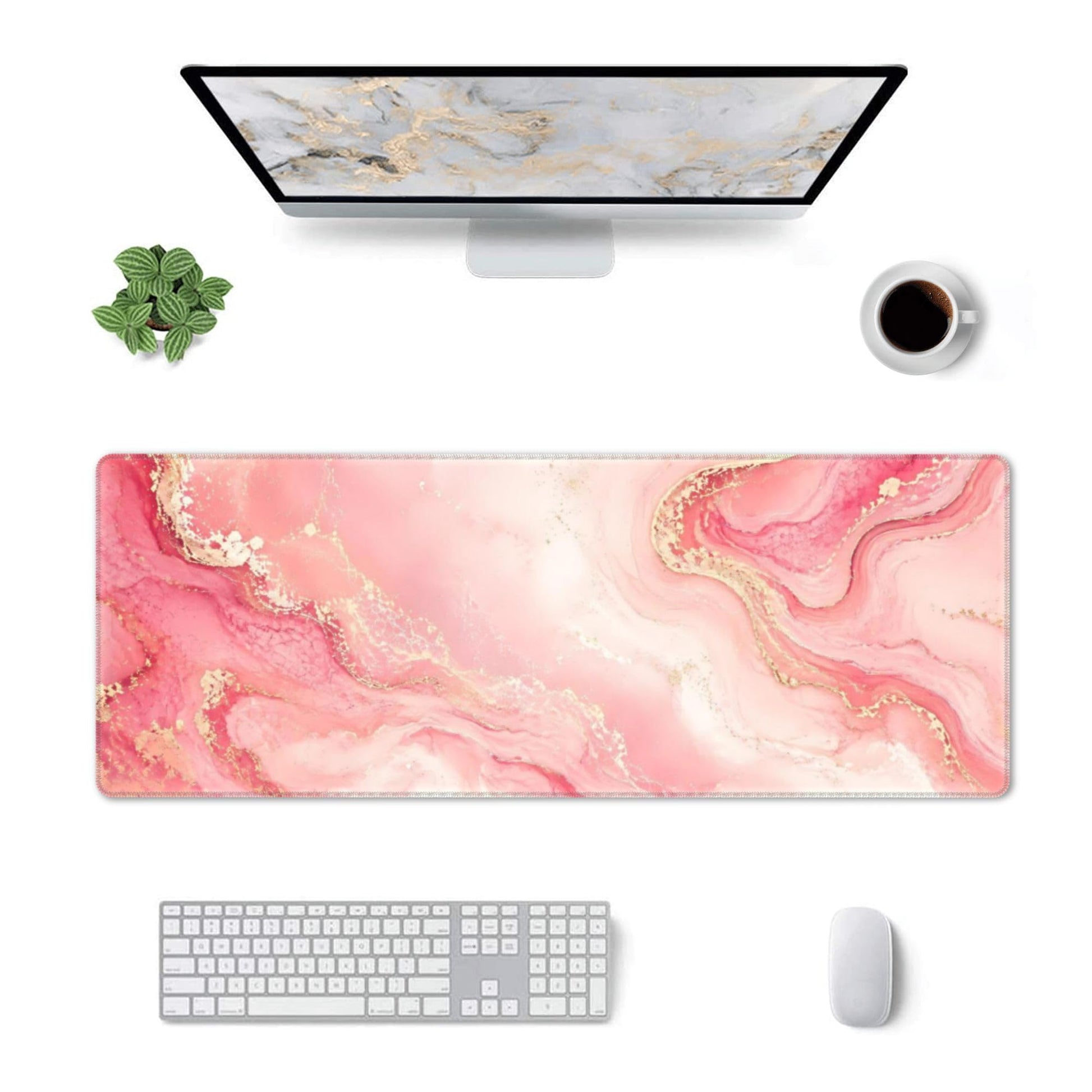 Pink Gold Marble Mouse Pad XL Large Mousepad Non Slip Rubber Base Desk Mat for Laptop Computer