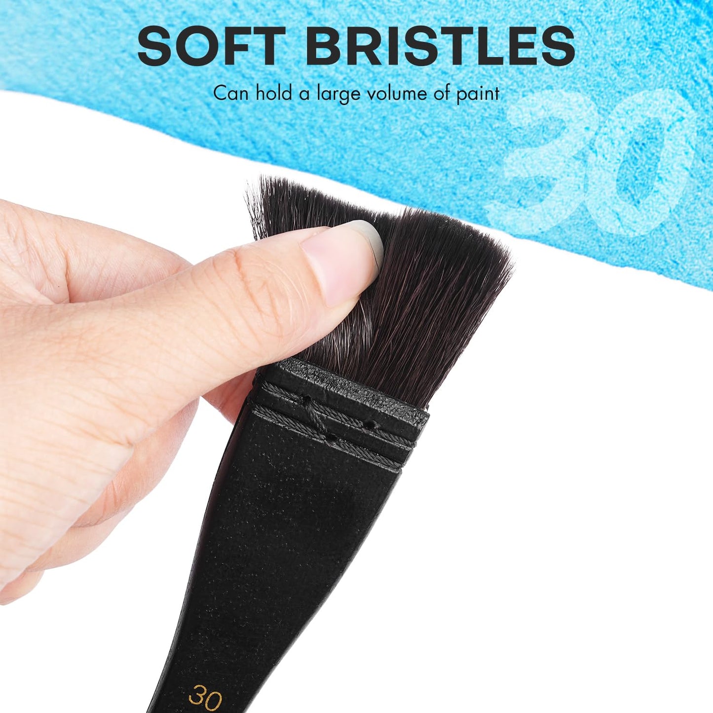 Flat Watercolor Brushes, Fuumuui 30mm Professional Squirrel Hair Flat Hake Brushes, Artists Scale