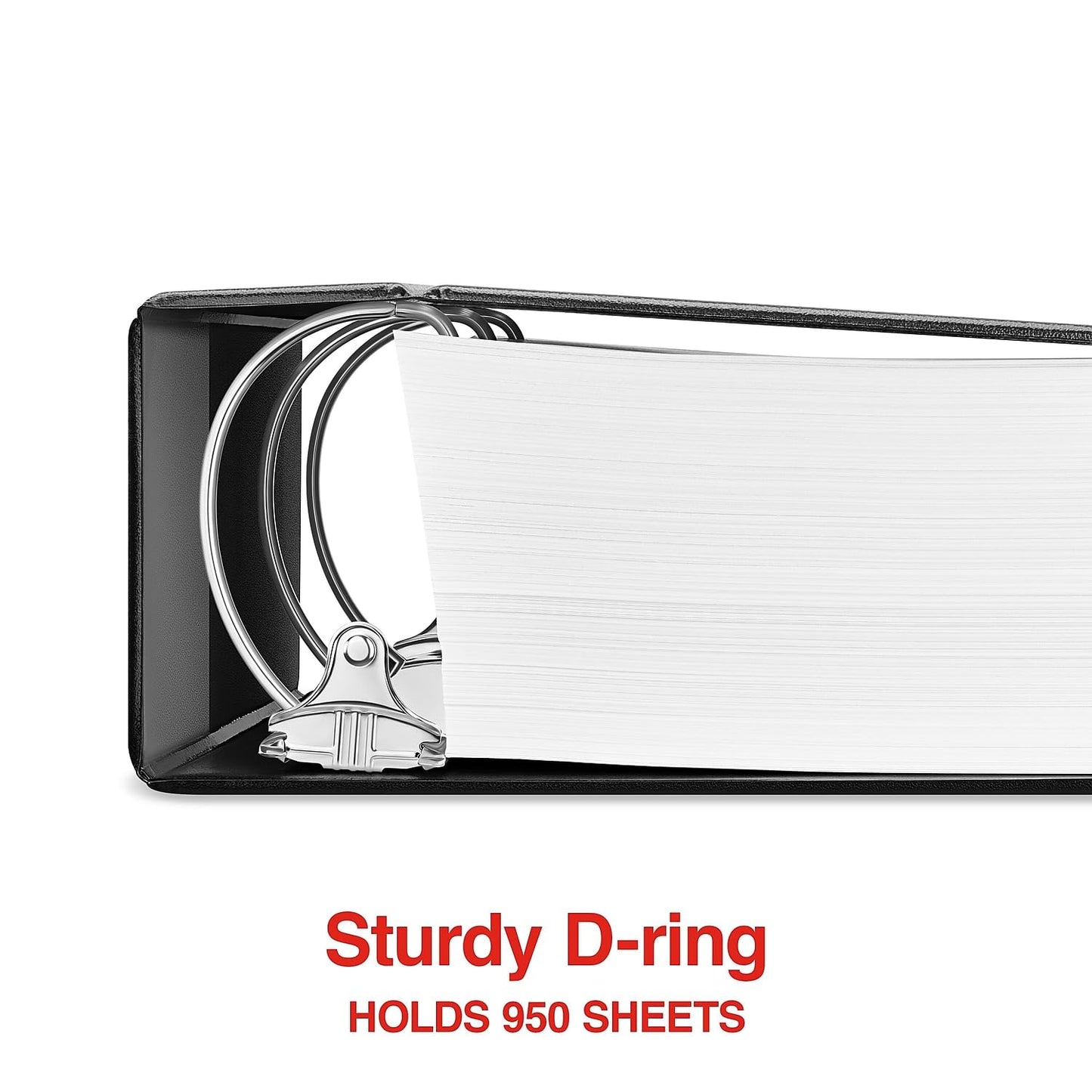 Staples Standard 5-Inch D-Ring View Binder, High Capacity Holds Up to 1,050 Sheets, Black, for