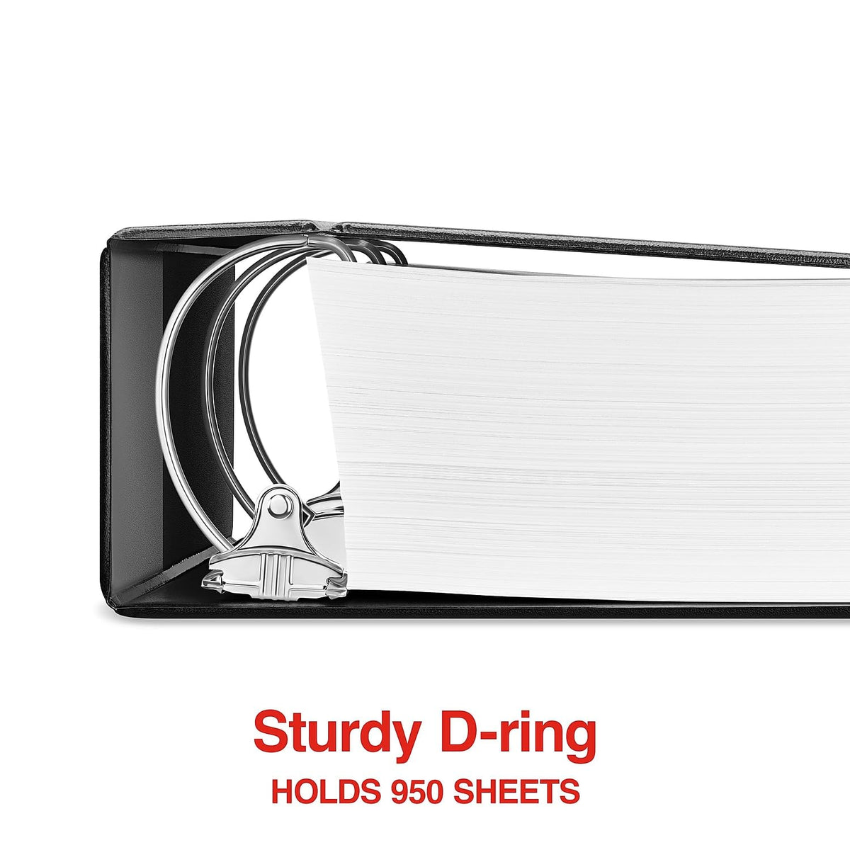 Staples Standard 5-Inch D-Ring View Binder, High Capacity Holds Up to 1,050 Sheets, Black, for