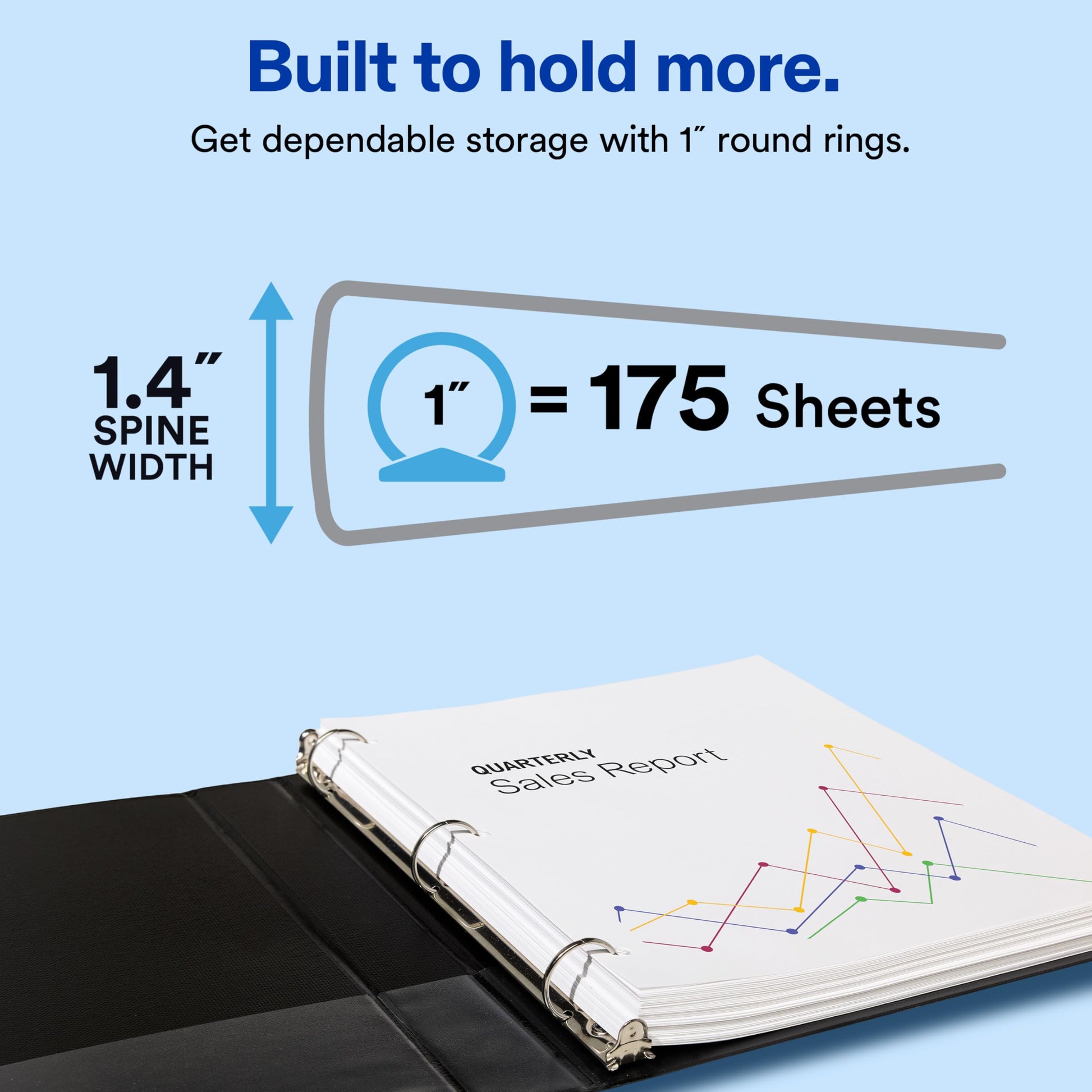 Avery Standard View 3 Ring Binders, 1" Round Rings, 175-Sheet Capacity, 1.4 Inch Wide Spine, White