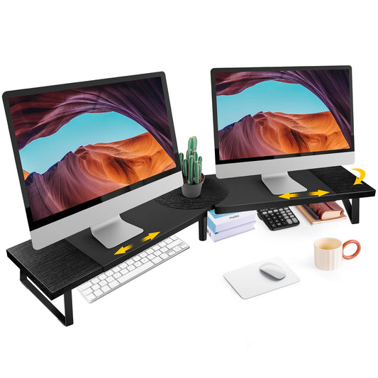 Across-Star Dual-Monitor Stand for Desk - Large Adjustable Length and Angle Riser for 2 Monitors