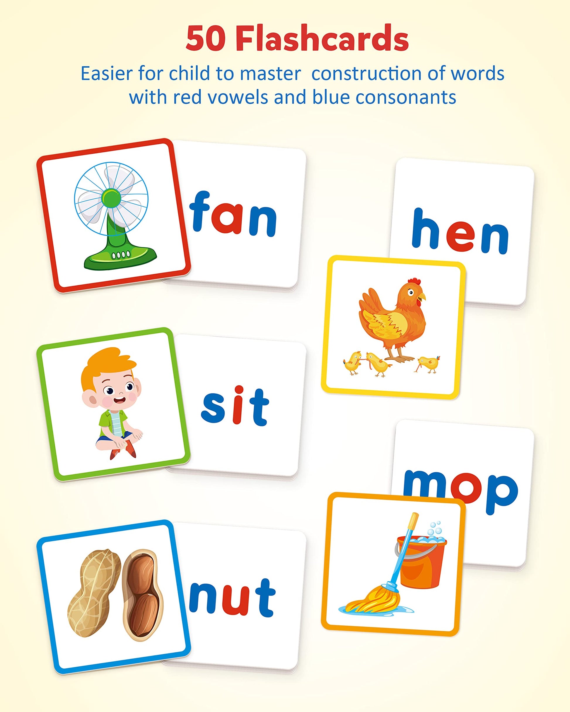 Coogam CVC Sight Words Magnetic Letters Flashcards, Short Vowel Spelling Game, Preschool Kids