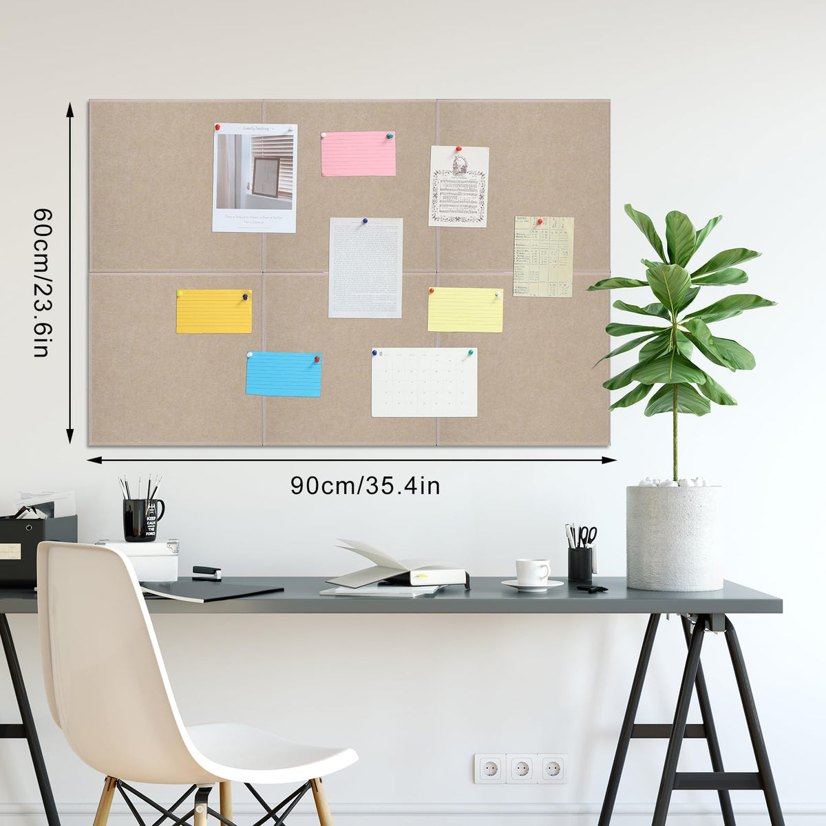 Large Cork Board 36" x 24", 6 Pack Felt Bulletin Board, Pin Boards