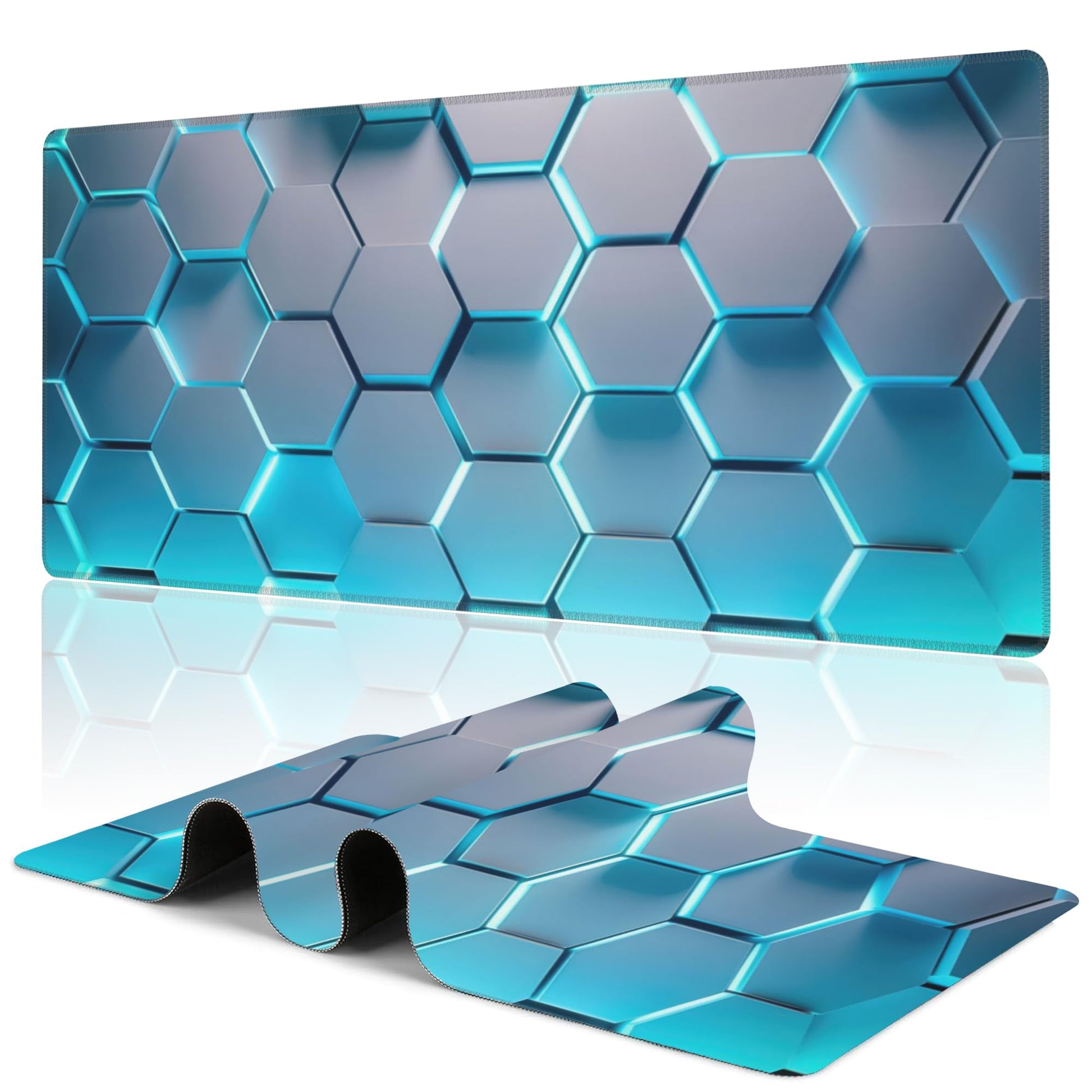 Uiaoiais Gaming Mouse Pad,Honeycomb Hexagon Desk Mat,31.5""X15.7"" Large Desk Pad with Stitched