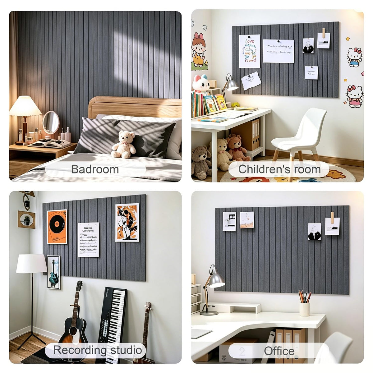 G Gamit 0.47" Thick Felt Pin Board 48"x36" Large Cork Board Alternative 12 Pack 11.81"x11.81"Felt
