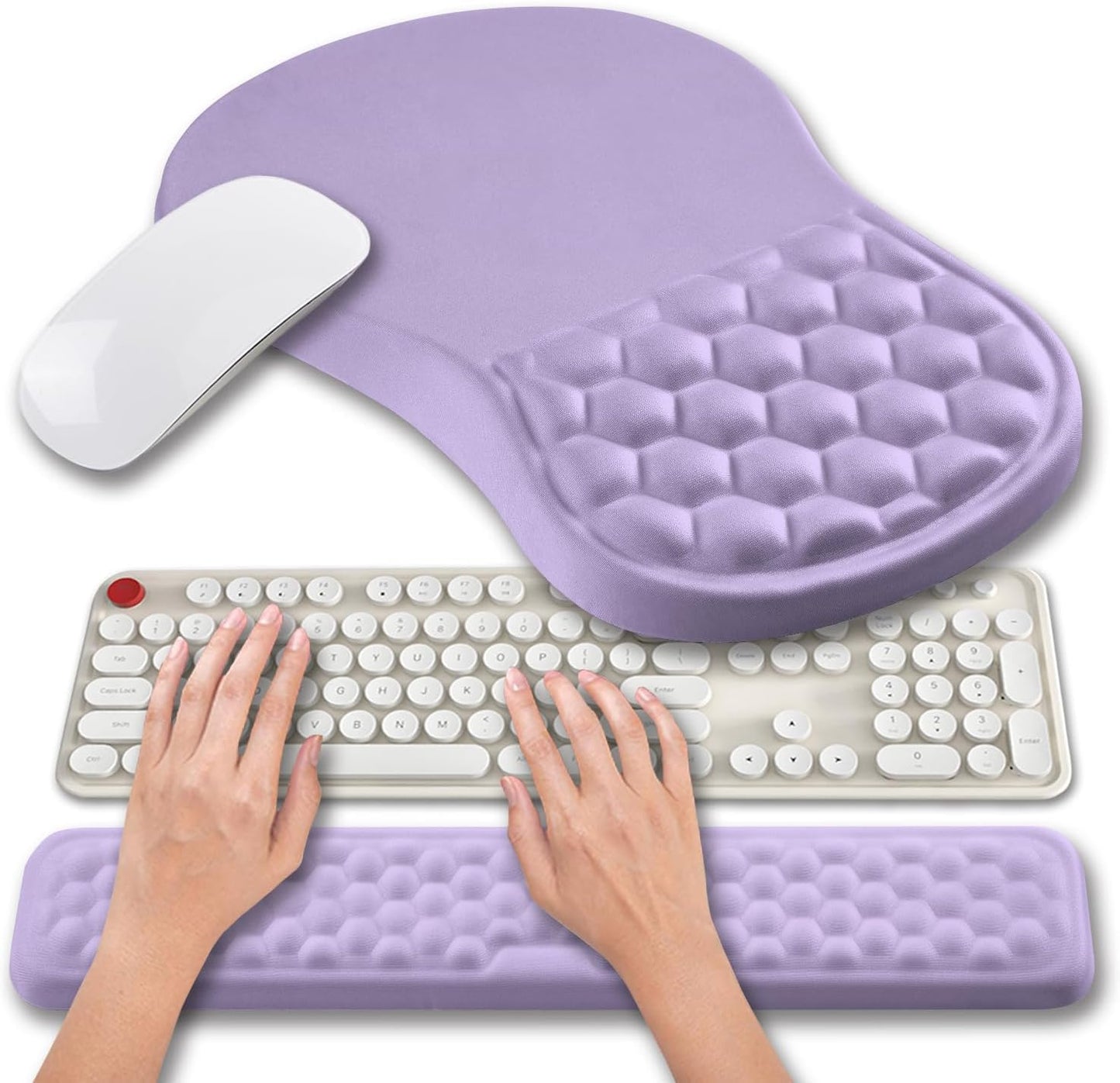 Hokafenle 2 in 1 Ergonomic Mouse Pad Wrist Support & Wrist Rest for Computer Keyboard Set, with