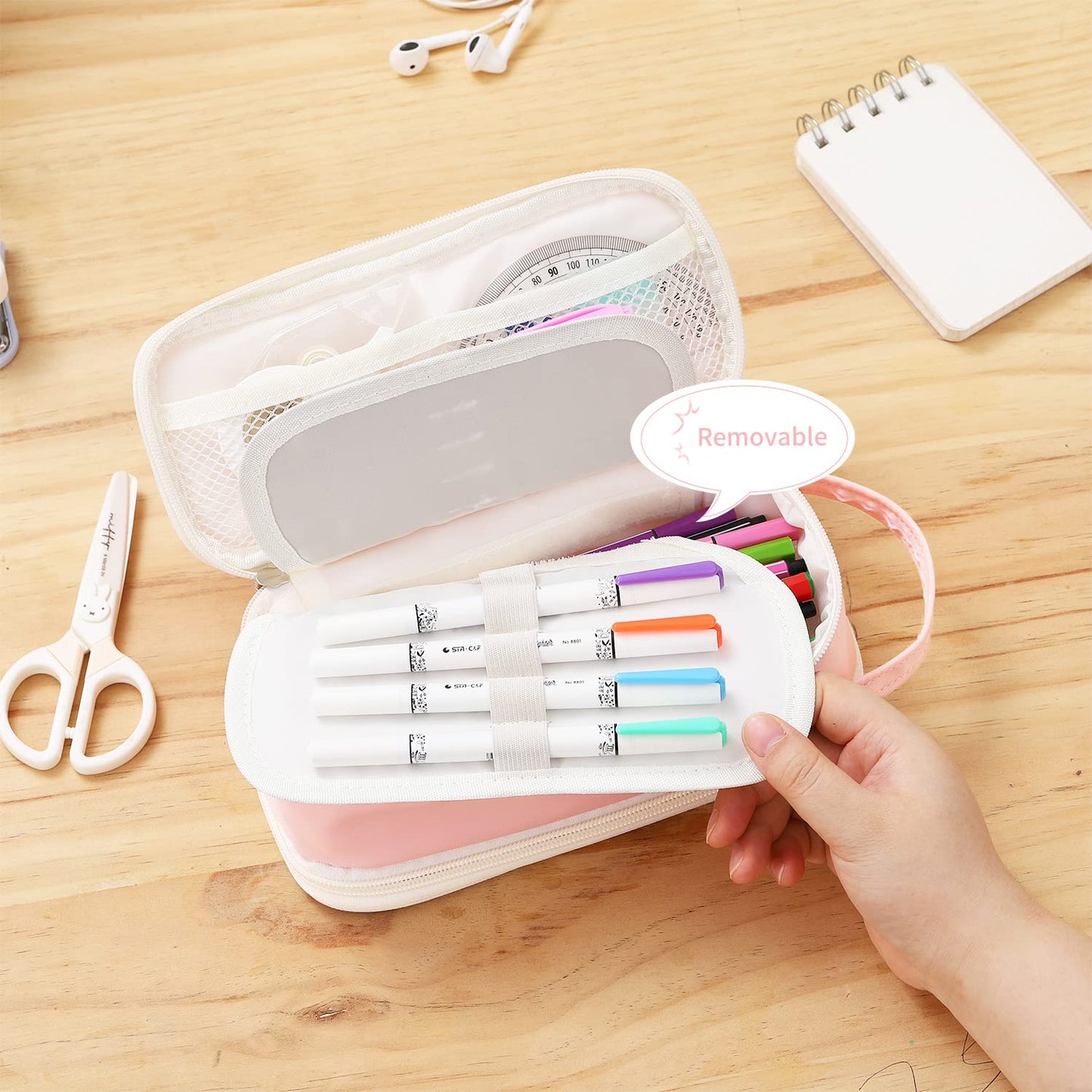 Dugio Large Pencil Case Organizer Big Pencil Bag for Girls Teens Pink