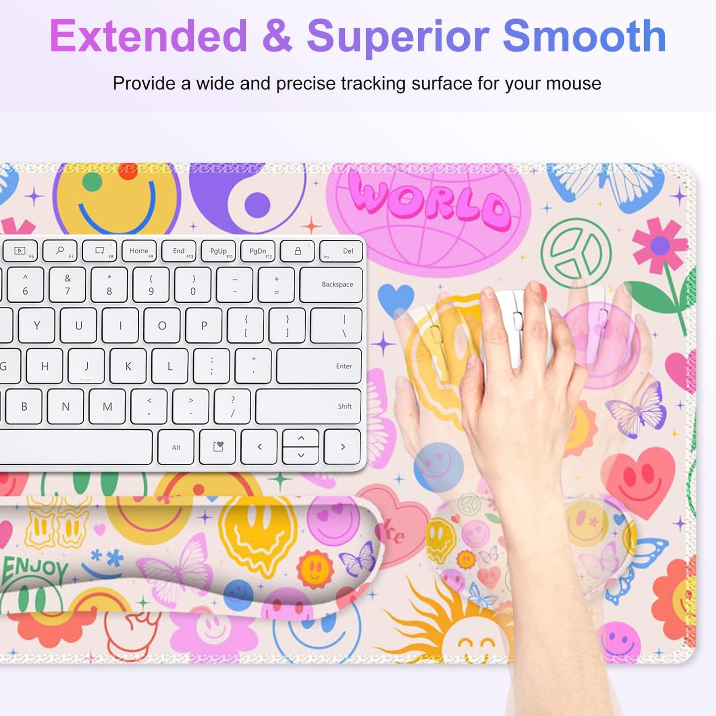 NXZGO Large Gaming Mouse Pad Set, 4 in 1 Extended Keyboard Desk Mat with Wrist Rest, PC Computer